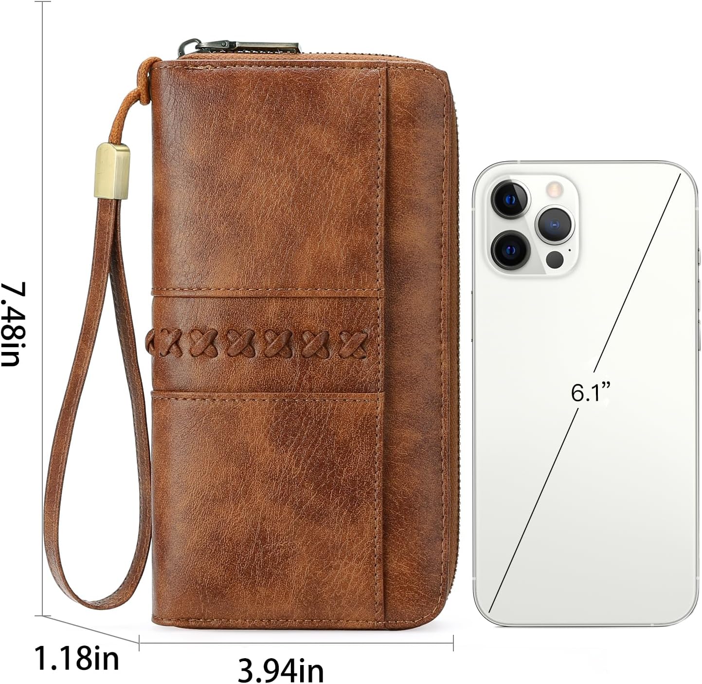 GOIACII Wallet for Women Ladies Wristlet Long Purse Zip Around Clutch RFID Blocking Vegan Leather - Image 4