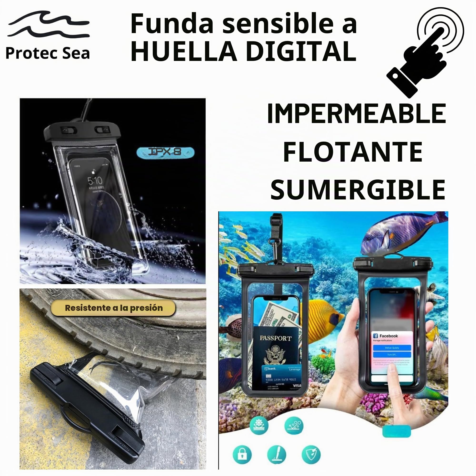 Mochila impermeable (30 L, resistente al agua, IPX6, bolsa de náutica, kayak, pádel, barco senderismo, muchos sujetadores, bolsillo delantero, bolsillo para agua)