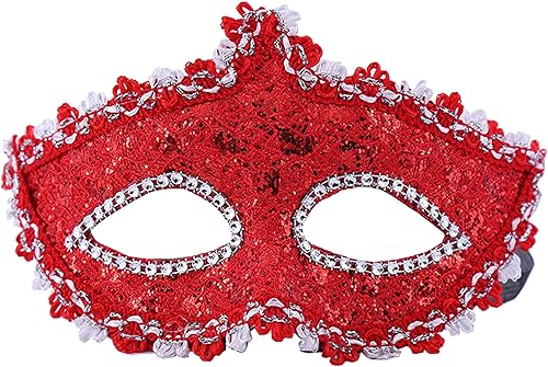Miniatura 5 de Geek-mDisfraz para Halloween Encaje Con Rhinestone de máscara veneciana mujer Masquerade Máscara Plástico Blanco talla única