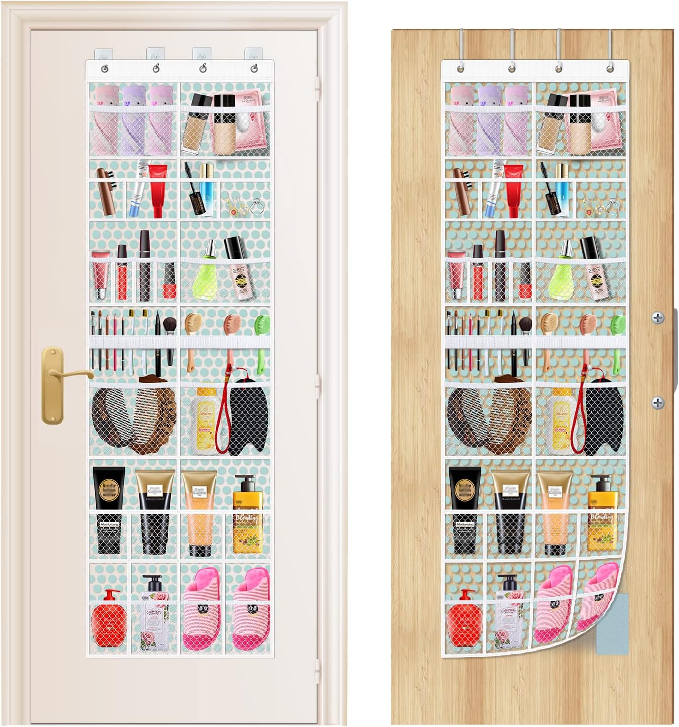 MaiHongda Large Size Toiletry Bags Over The Door Pantry Hanging Organizer Bathroom Quick Dry Mesh Storage Pockets for Cosmetics Makeup Jewelry Shampoo Various Compartments 68inch B1 (1 Pack)