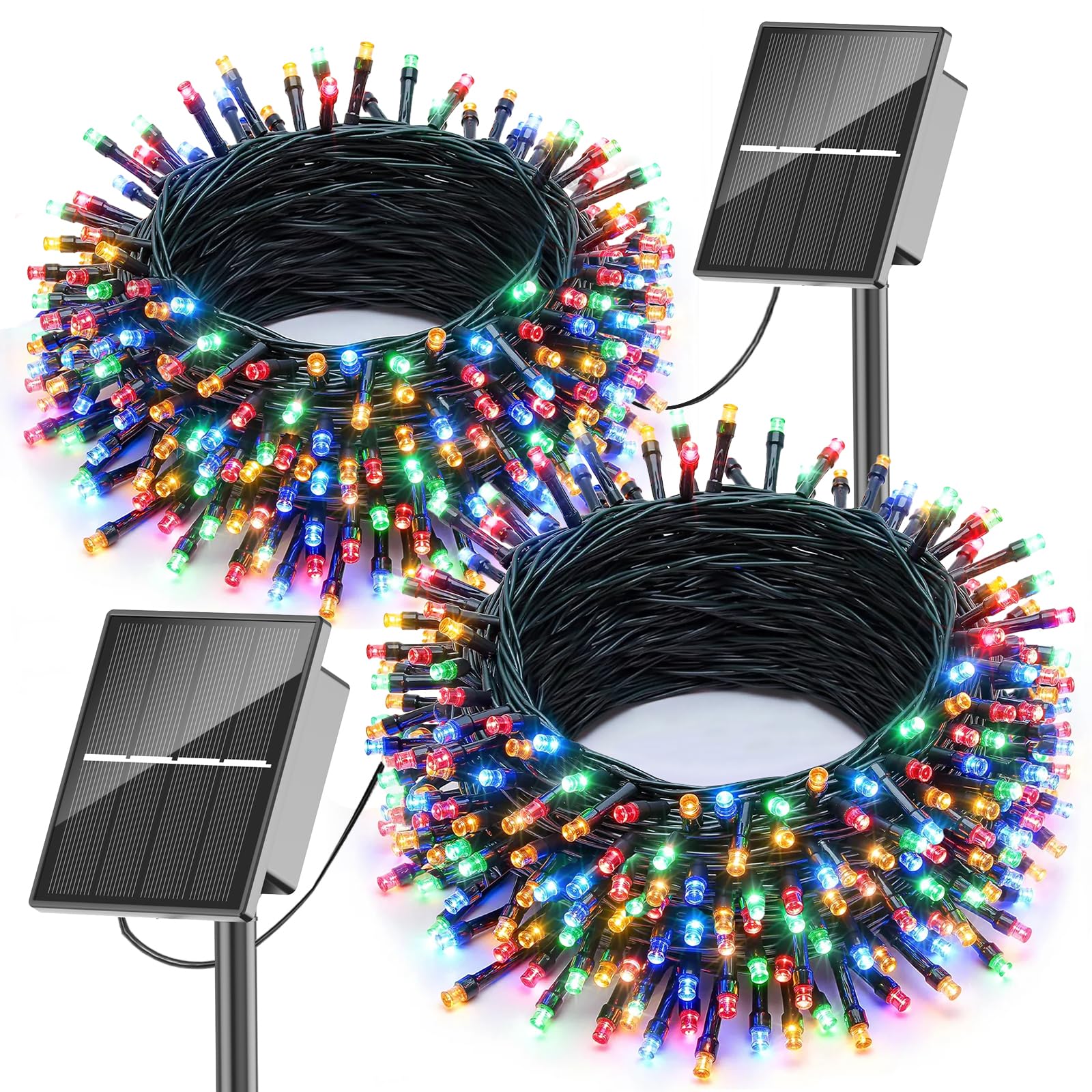 SOLARBABY Solar String Lights Outdoor, 2x10M 100LED Solar Christmas Fairy Lights, 8 Modes Waterproof Outdoor Christmas Lights for Garden Patio Party Wedding, Colorful — image 1
