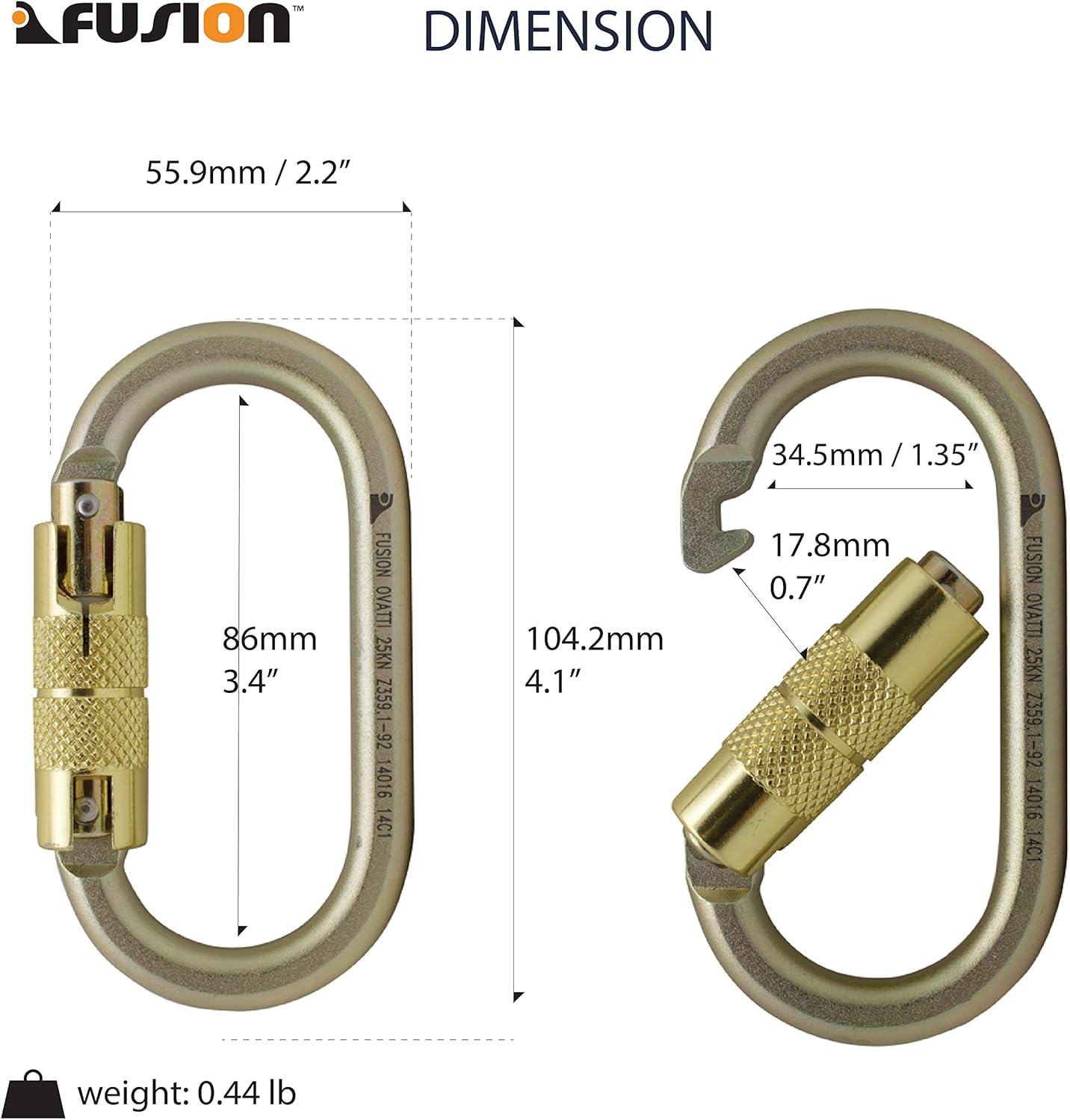 Auto Locking Carabiner 25KN (5-Pack) - Fusion Climb® Ovatti - Professional Rock Climbing - Heavy Duty Steel Clip - Auto Locking Carabiner for Climbing, Rappelling, D Shaped - UIAA ANSI Compliant