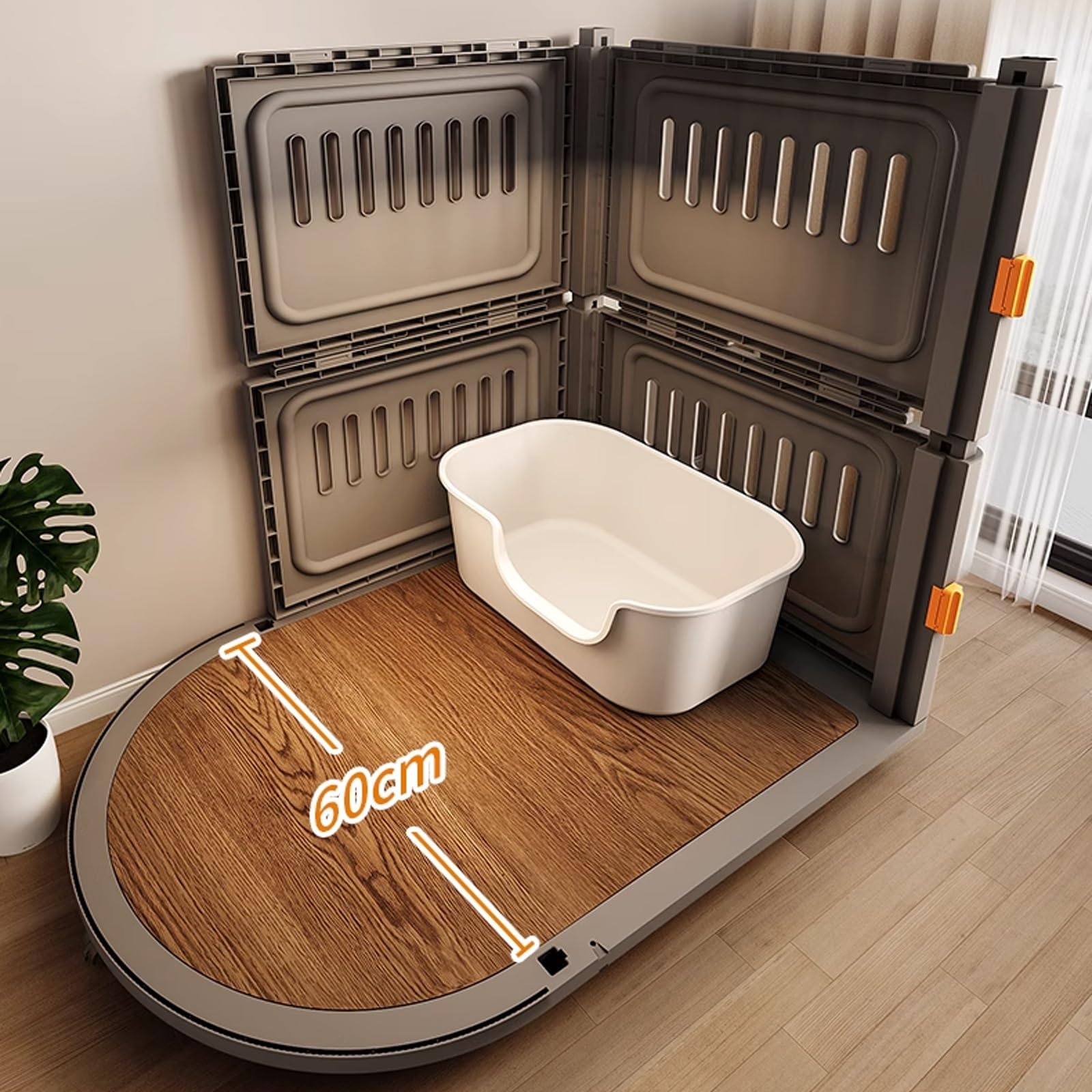 Gabbia Trasparente per Gatti con Lettiera Recinto da Interno Panoramico, Casa Spaziosa per 1–2 Gatti, Facile da Montare e Pulire, Design Espandibile(Black,93 x 63 x 52 cm)