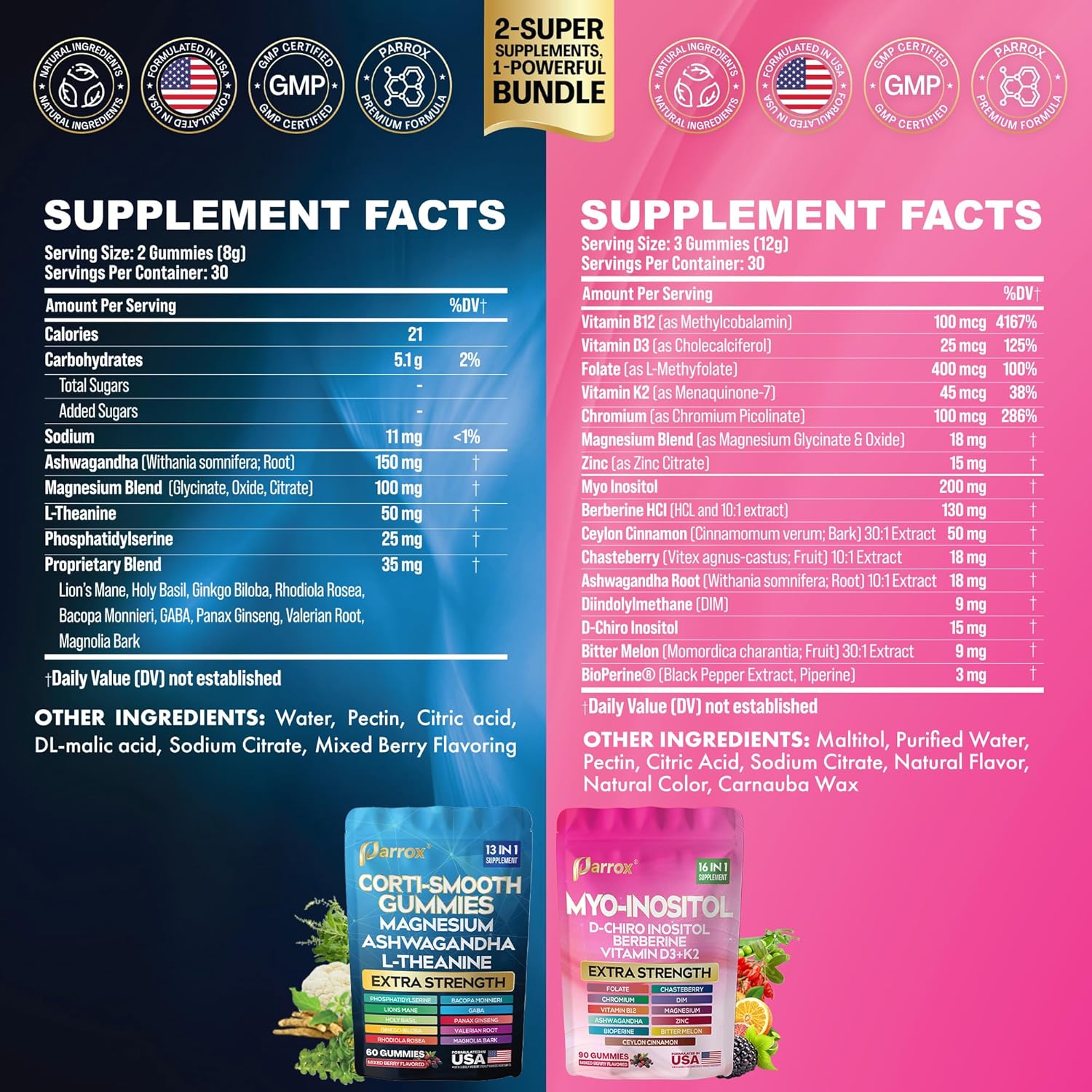 Soothe & Smooth Bundle Gummies - Cortisol & Myo-Inositol Supplement with D-Chiro Inositol, Berberine, Magenesium, Ashwagandha, L-Theanine, Vitamins D3+K2 & B12, Folate, Zinc Lion's Mane (150 Gummies)