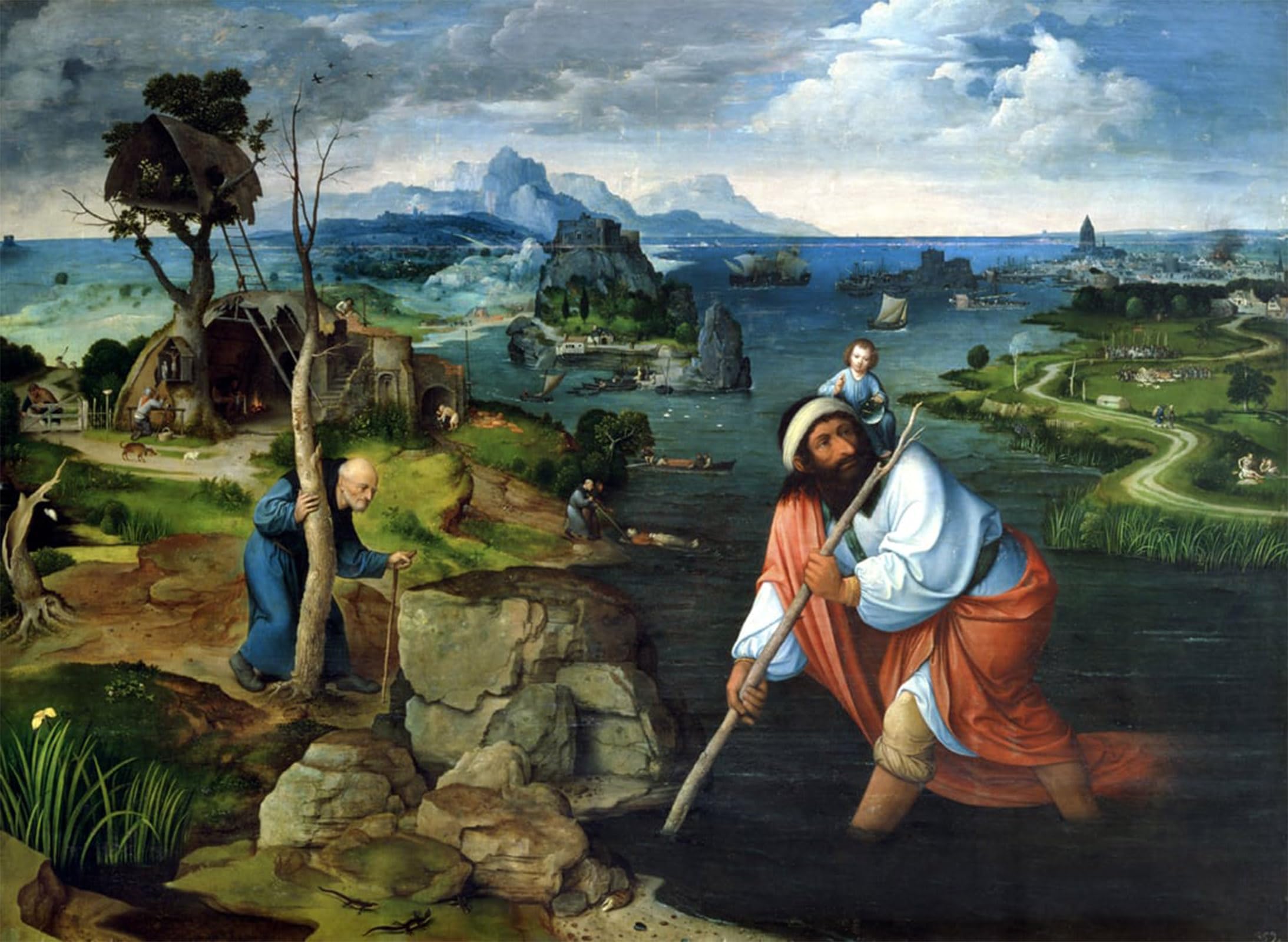 ARTXLXXBN Famous Art Print Poster Vintage Wall Art St Christopher by Joachim Patinir Canvas Art Poster for Home Decor 60x90cm