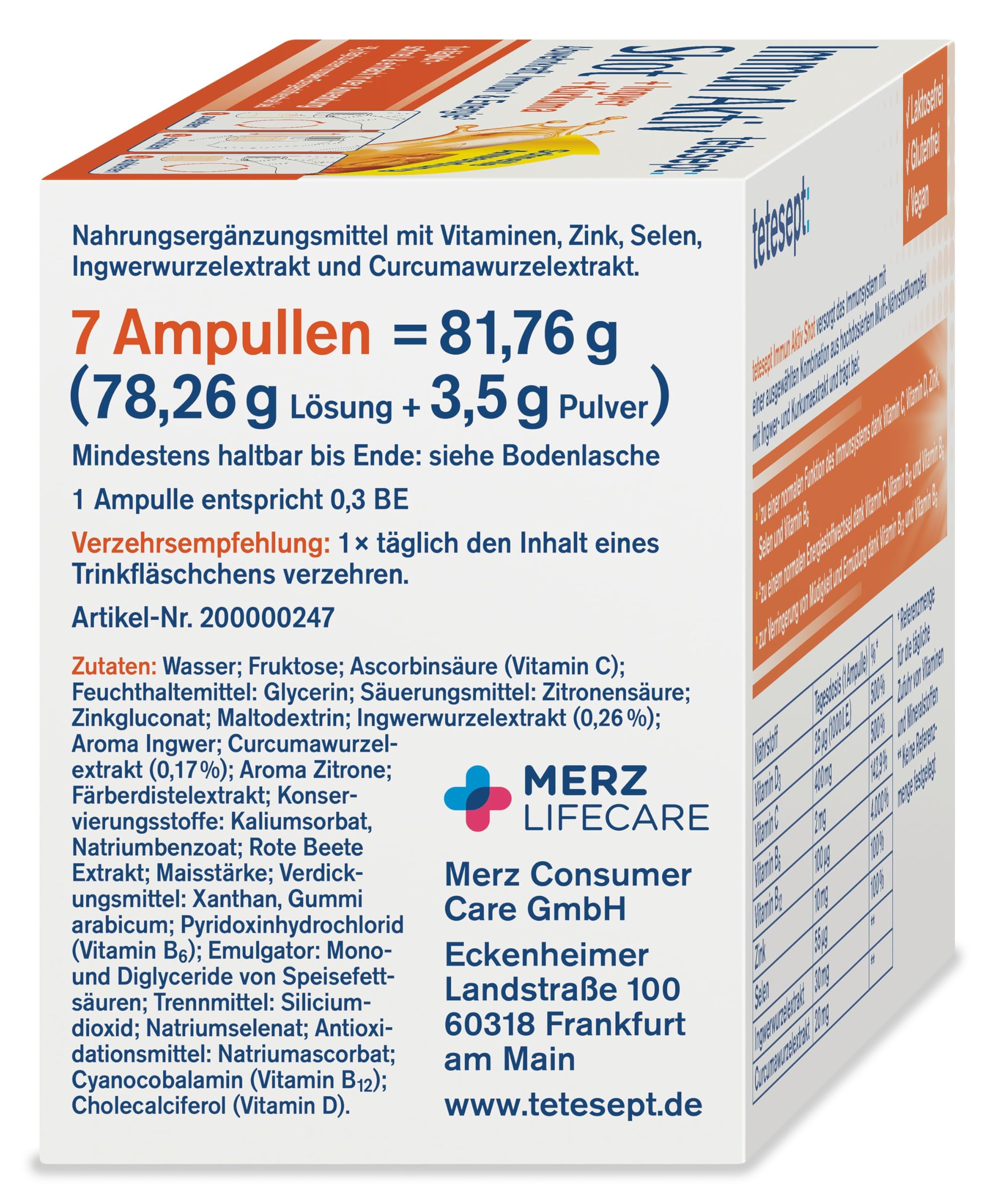 tetesept Immun Aktiv Shot Ingwer Kurkuma + Heiße Zitrone [21 Trinkfläschchen und 10 Beutel Heiße Zitrone] Hochdosiert mit Vitamin C D Zink B12 Zur Unterstützung des Immunsystems