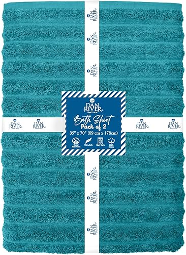 Miniatura 10 de DAN RIVER Lujosas toallas de baño 100% algodón, juego de 35 x 70  550-GSM  Toalla de baño con diseño de interruptor de velocidad para hotel y spa
