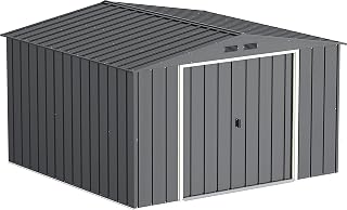Duramax ECO 10 x 10 Hot-Dipped Galvanized Metal Garden Shed - Anthracite with Off-White Trimmings - 15 Years Warranty