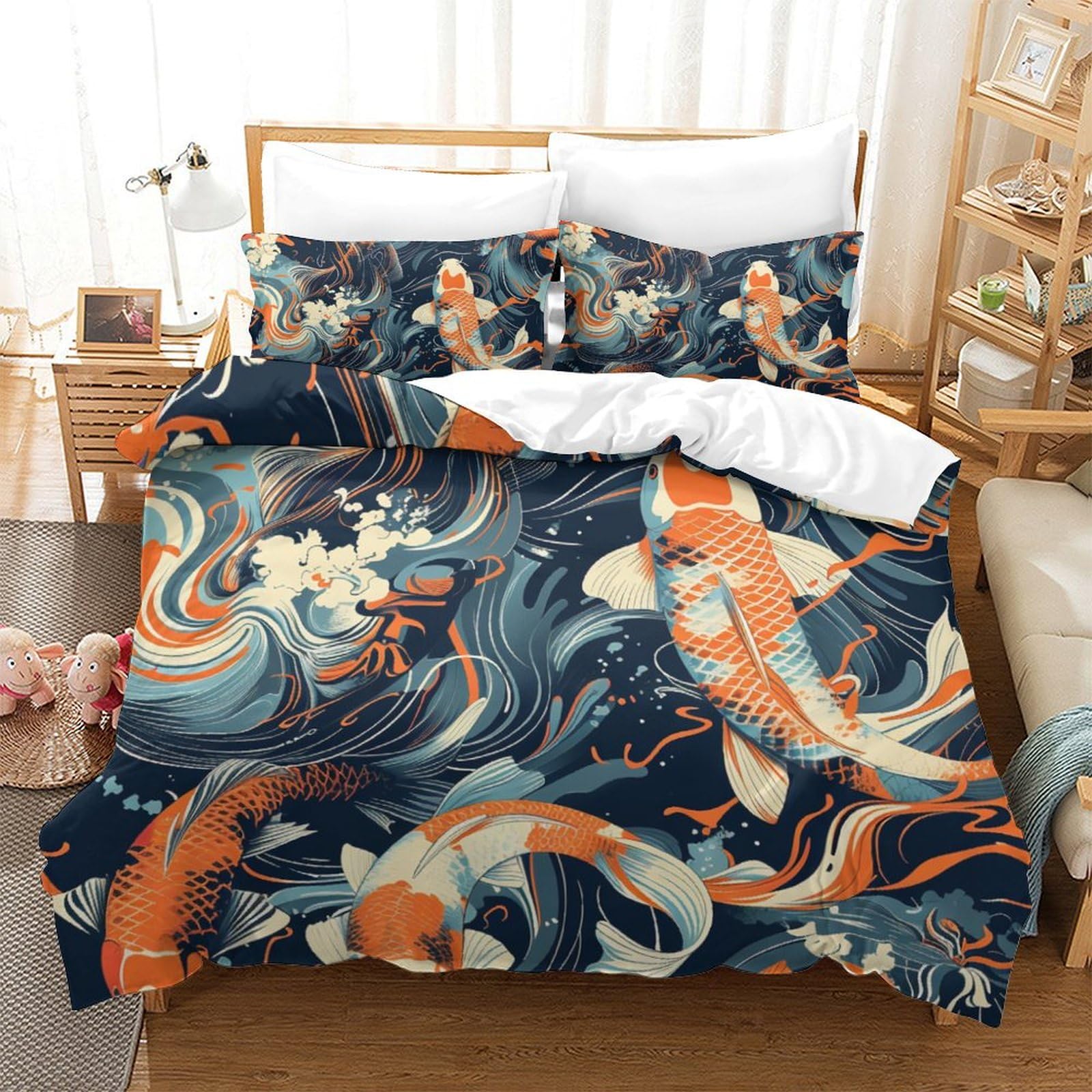 Carpe Koi parure de lit japonaise pour sublimer une chambre d'adulte zen