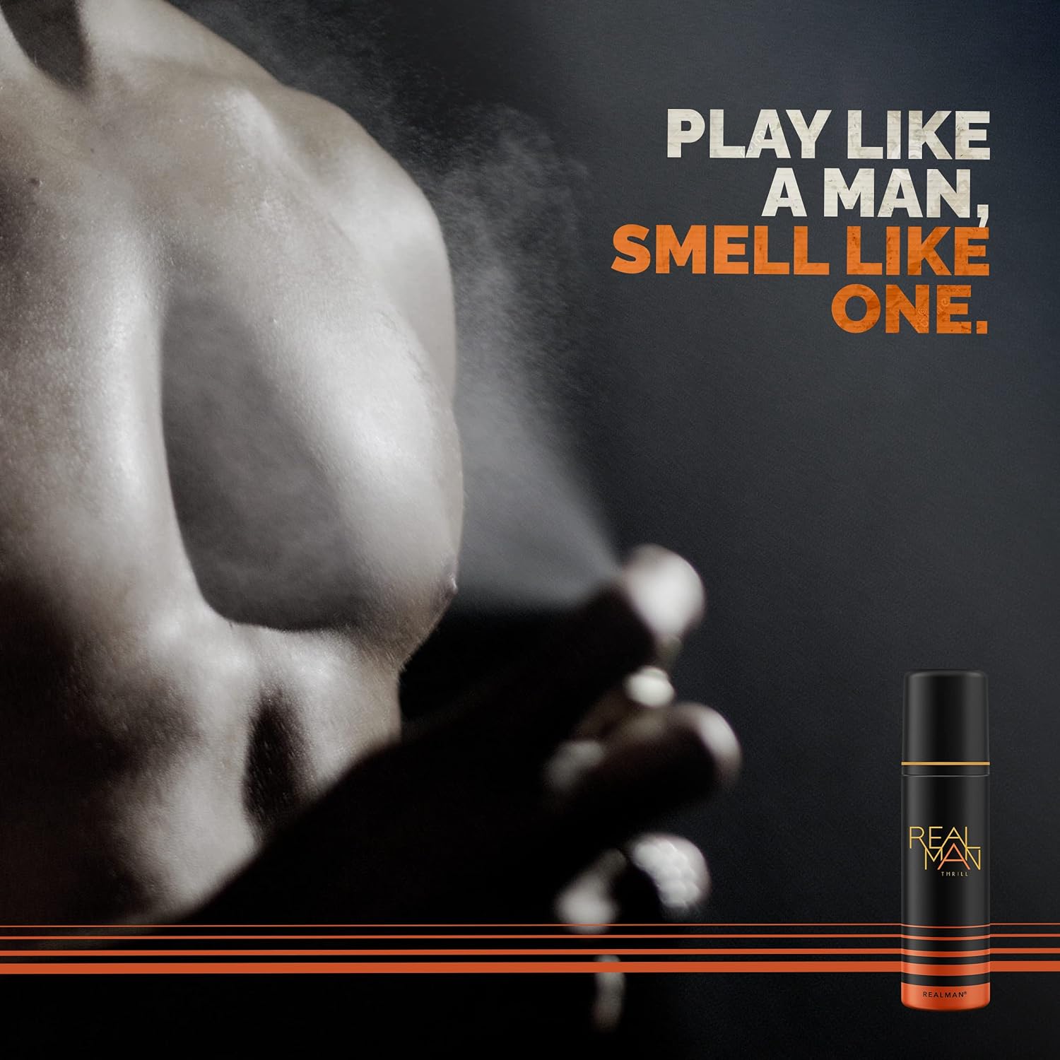 REALMAN Thrill Deodorant, Strong Body Spray, Long Lasting Fragrance for Men, 200ml
