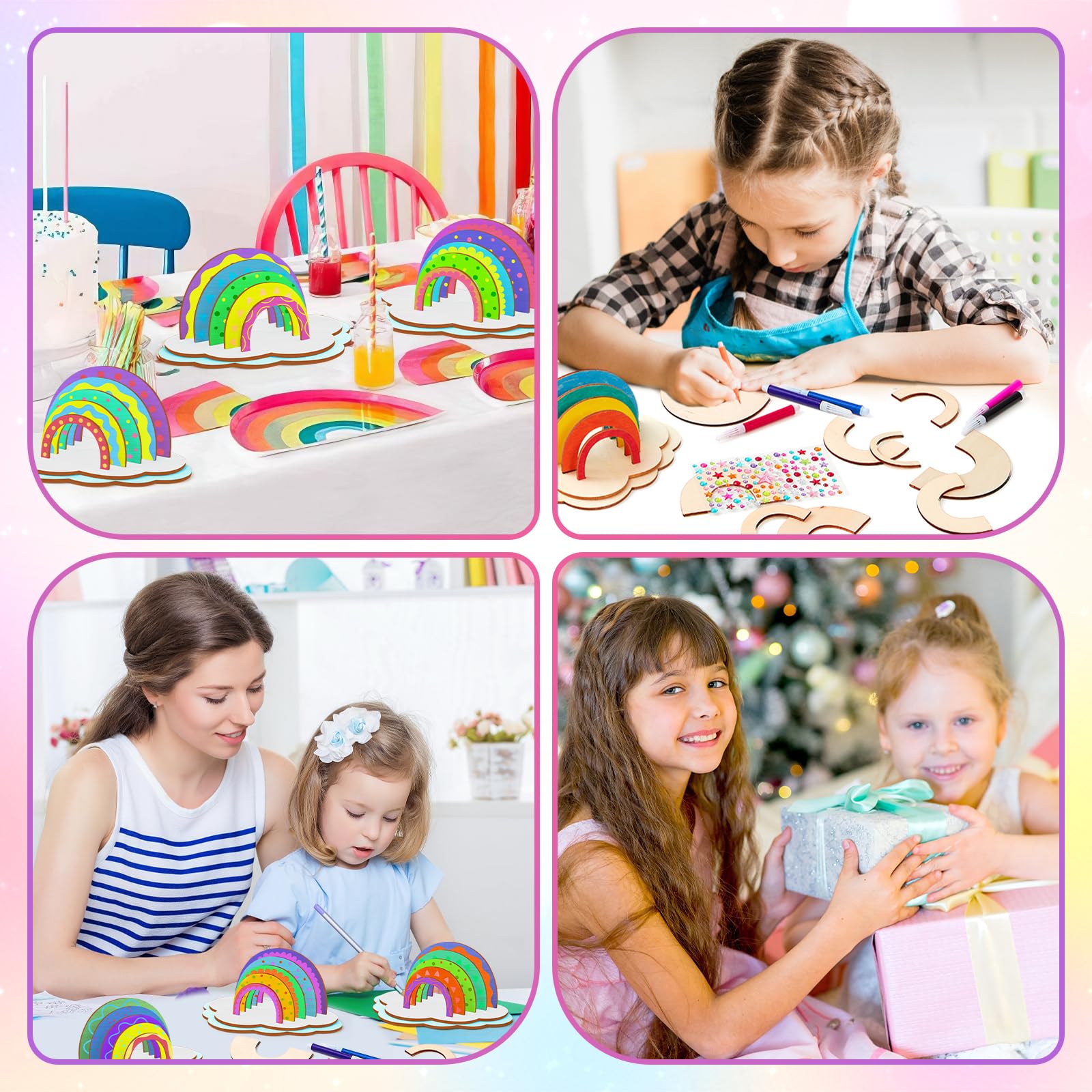 Kit Lavoretti Creativi In Legno 12 Pezzi – Magneti Da Dipingere Per Bambini, Con Colori E Pennello, Fai Da Te Per Feste E Compleanni