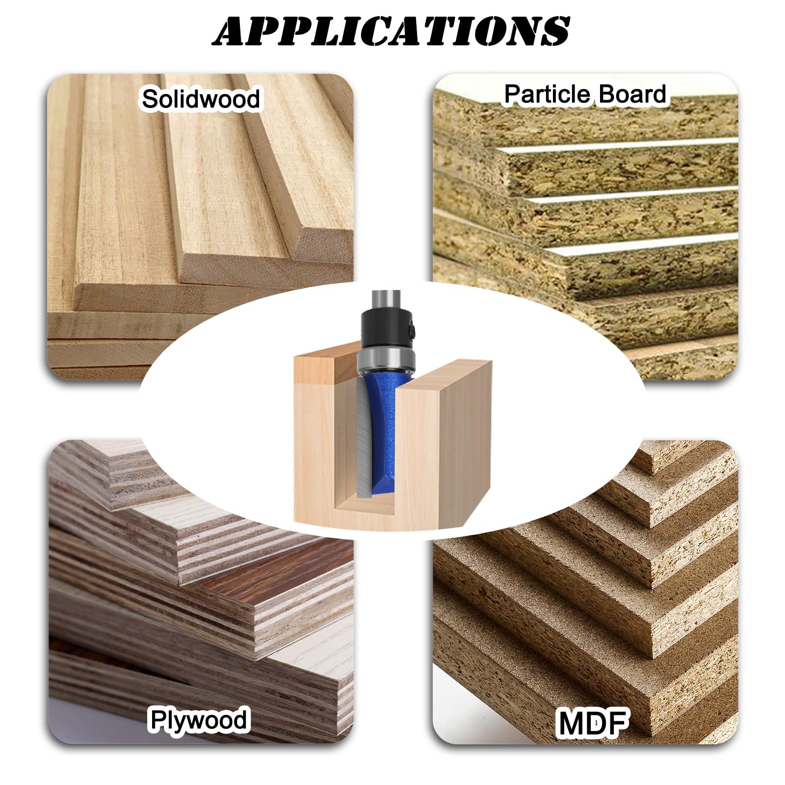 BENESOON Flush Trim Router Bits - 4 Piece Set -5