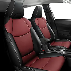 Custom Fit Seat Covers for Toyota Sienna 2021 2022 2023 2024 2025 LE, XLE,8 Seats,2nd Row 4/2/4 Split,Full Set Sienna Seat Covers,Durable and Breathable Faux Leather,Airbag compatible(Black/Red)