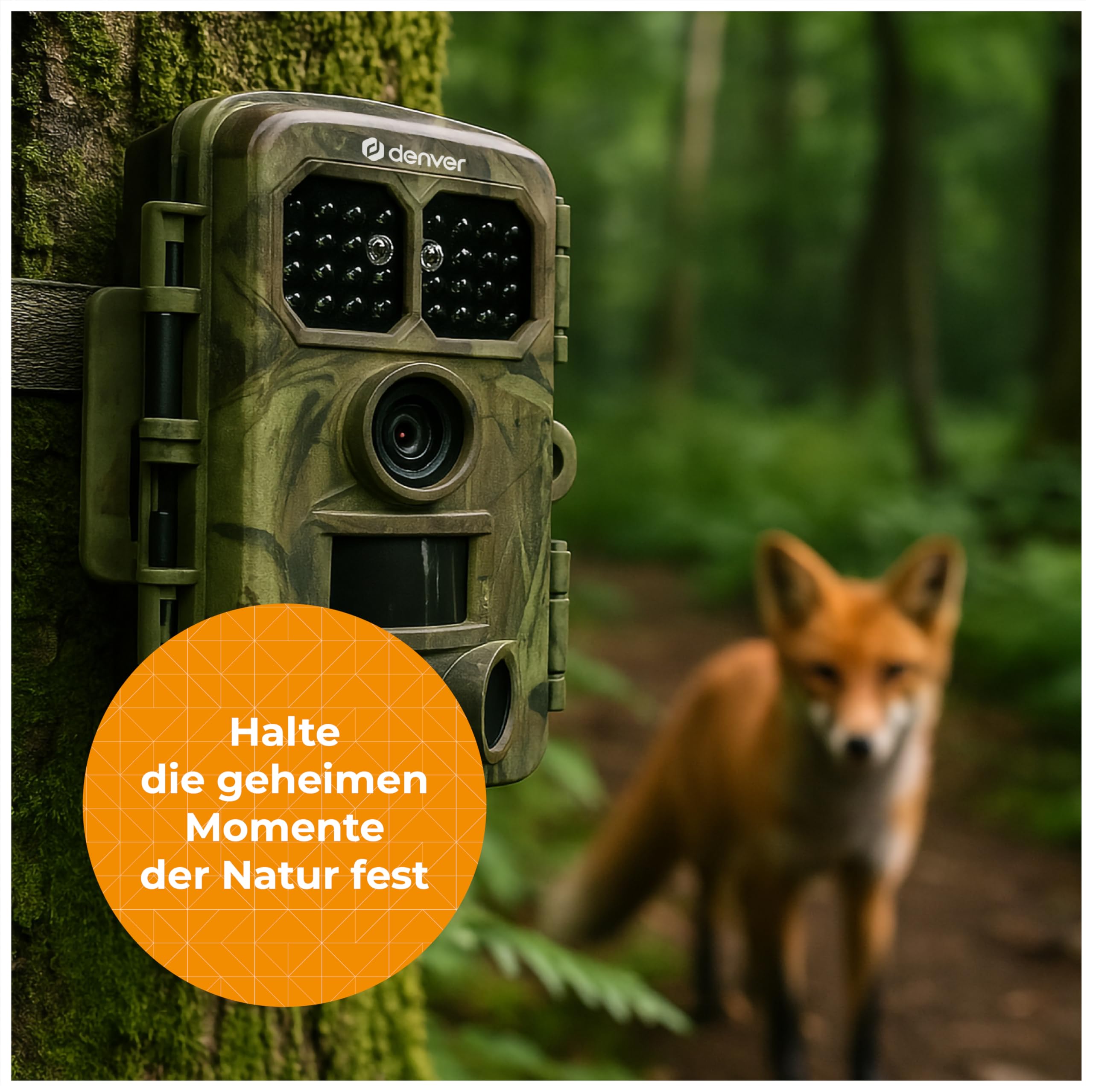 Denver WCT-8026W Digitale Wildkamera mit Wi-Fi, 48MP Foto, 4K Video, 120° Blickwinkel und IP65 Wasserdicht & bis zu 8 Monate Standby