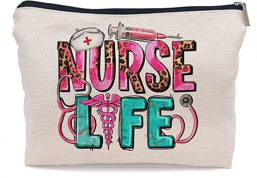 Bolsa de maquillaje para enfermera, color negro, divertido regalo de agradecimiento para enfermera, pequeña bolsa de cosméticos para bolso, HSXL11-7