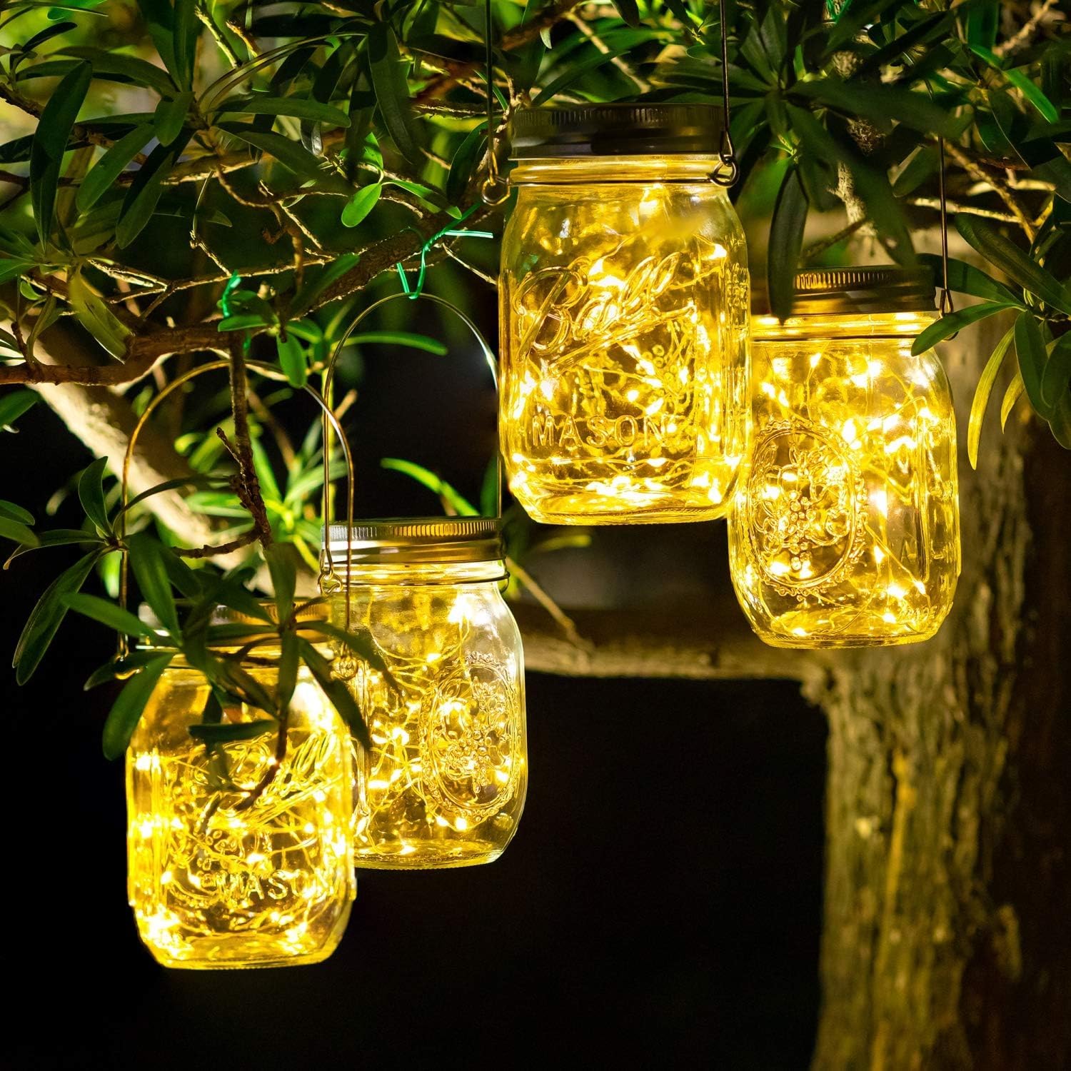 SUNACE 4 Stück Solarlampen für Außen - 30 LED Solar Laterne Hängend Solarlampions Außen Wetterfest Solar Lichterkette Aussen Gartendeko Laternen für Draußen Patio Balkon Garten Baum