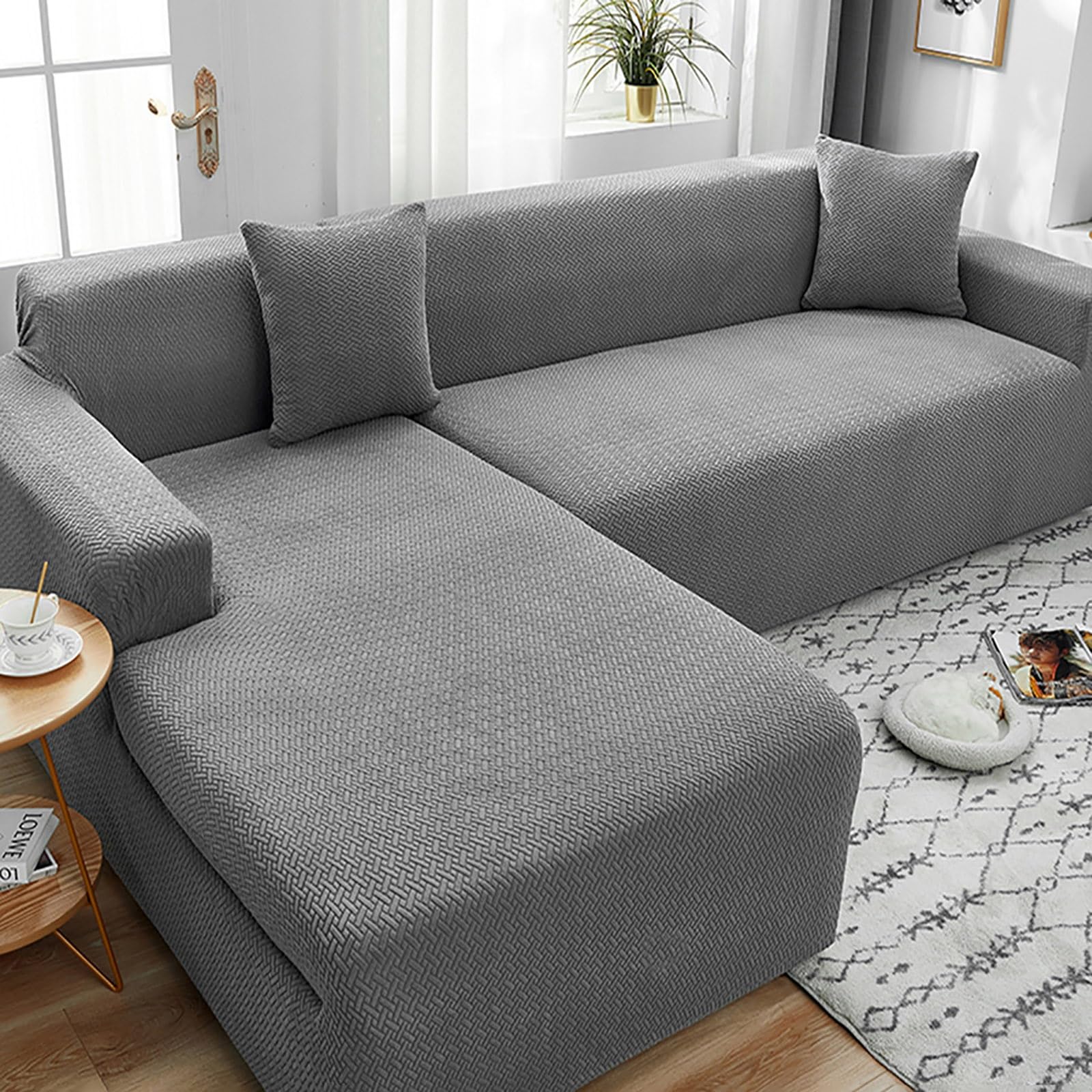 Housses de canapé sectionnelles extensibles en jacquard épais anti-glisse