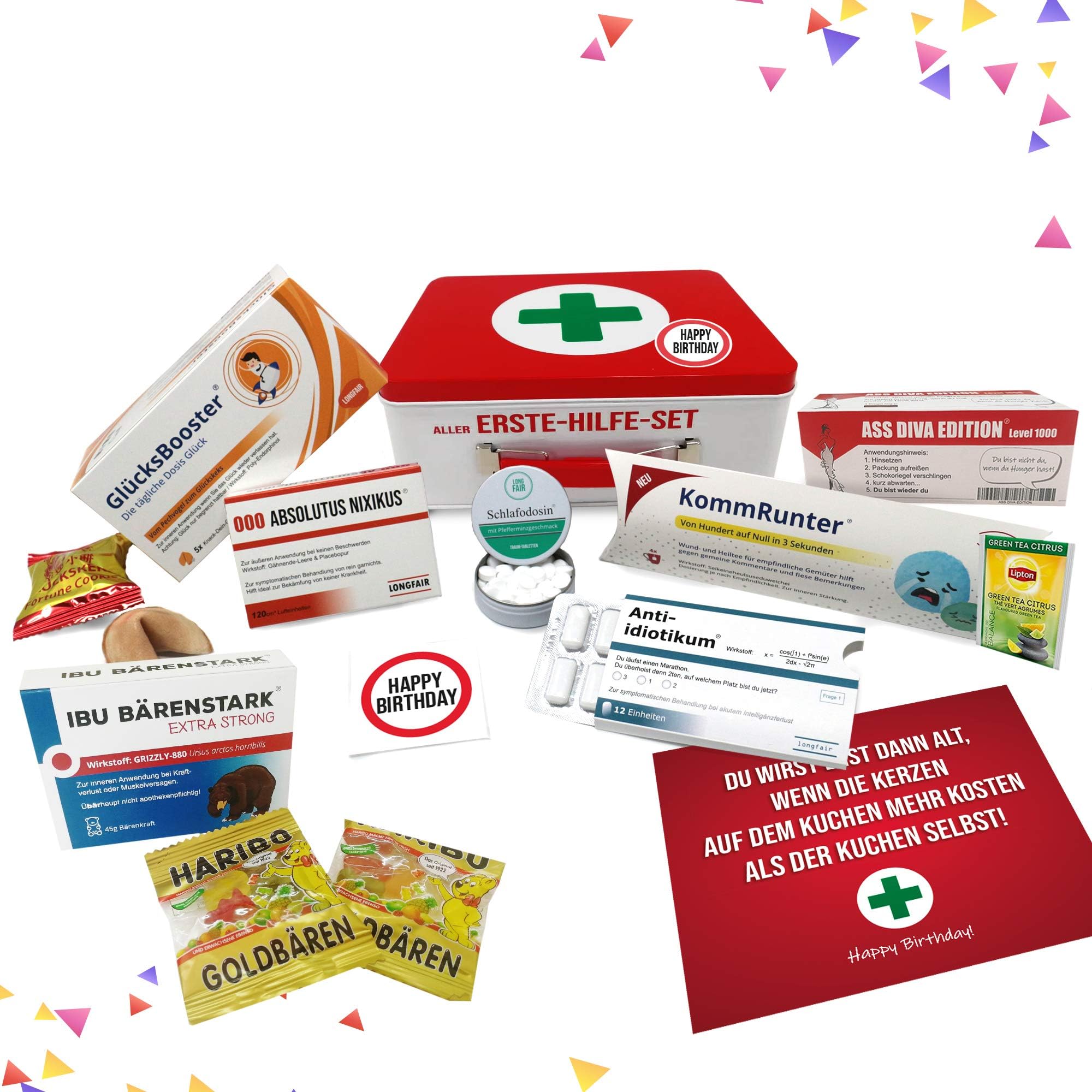 Birthday Present for Women and Men, Humorous Medicine Inspired 1st Aid Kit (Very First Aid Box Novelty Gift for Her and Him) Gifts Idea, 9 Pieces