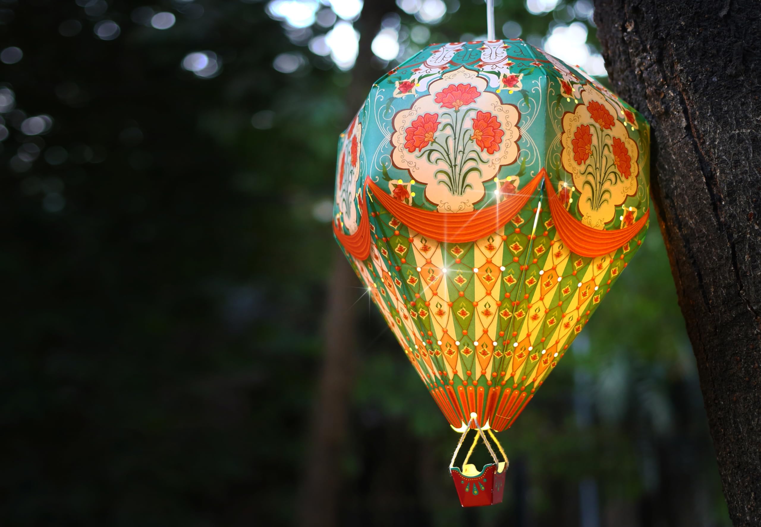 Sky Goodies Big Hot Air Balloon DIY Paper Lamp Shade (BLUE) Diwali Kandeel-image-17