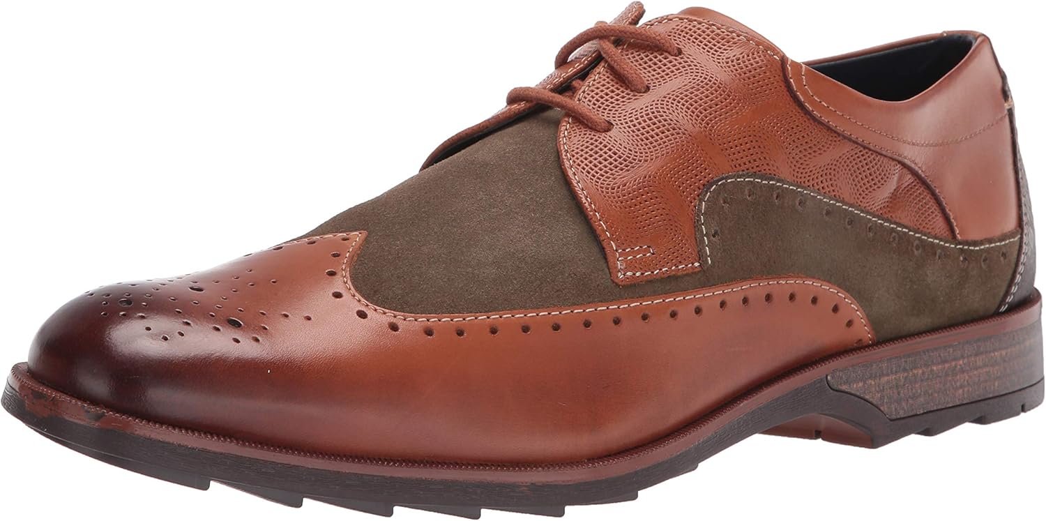 Stacy Adams Men's Kitt Wingtip Oxford, Brown Multi, 10 M US
