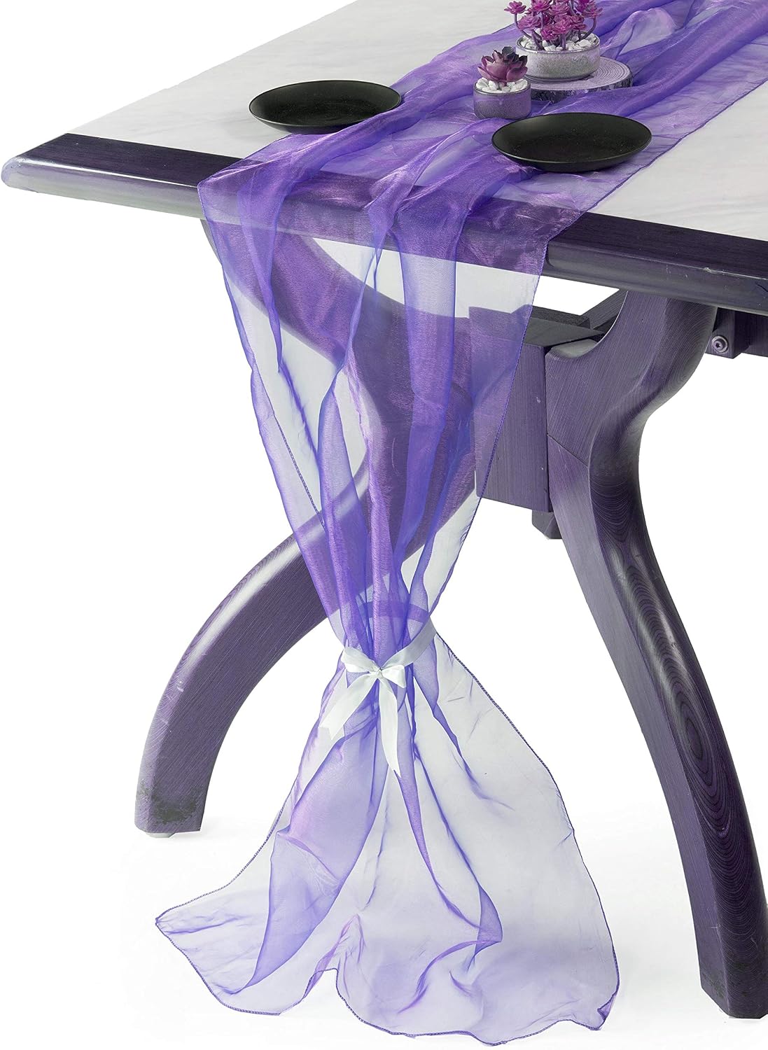 MDS Pack of 10 Wedding 27 x 170 inches Long Sheer Organza Table Runner for Wedding Banquets Decorations Birthday Parties, Engagements, Rustic Boho for 14 Ft Table Runners -Lavender