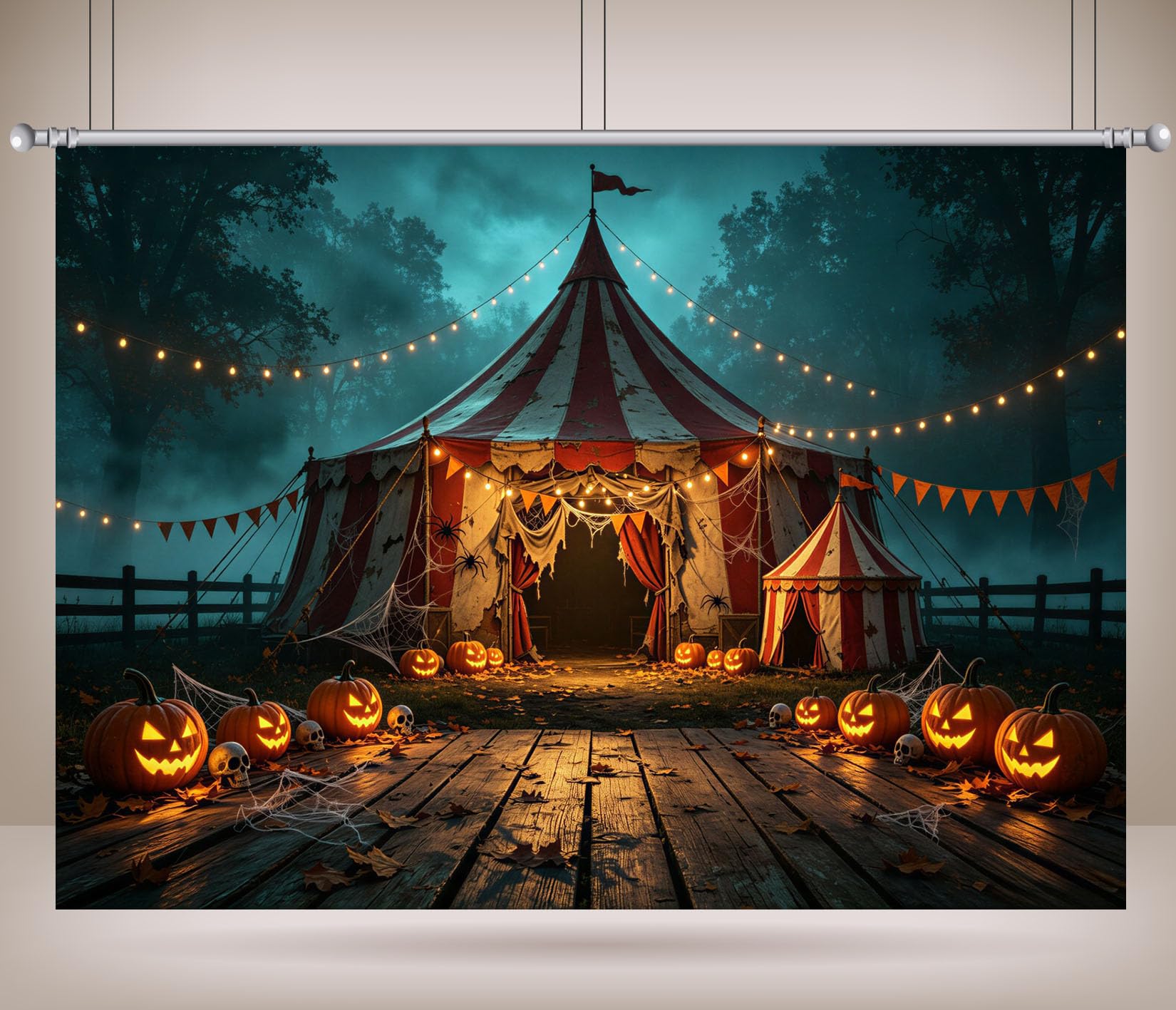 10x8FT (3x2.5m) Tendone Con Zucche Di Notte Sfondo Fotografico
