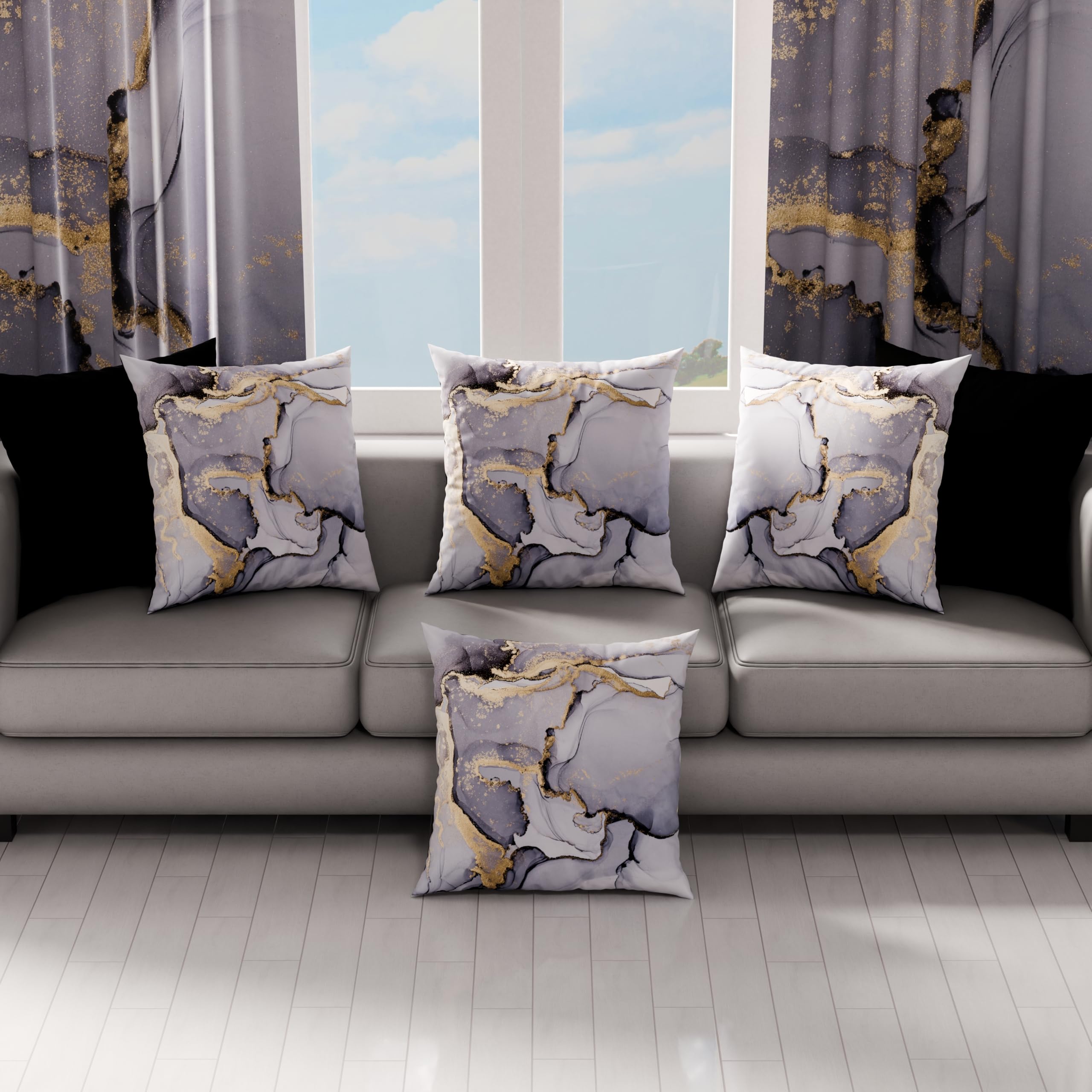 PETTI Artigiani Italiani Cusicni Pair of Pillowcases in Digital Print Winter, Canvas, Grey Marble, 30 x 30 cm, confezione da 2 - Image 3