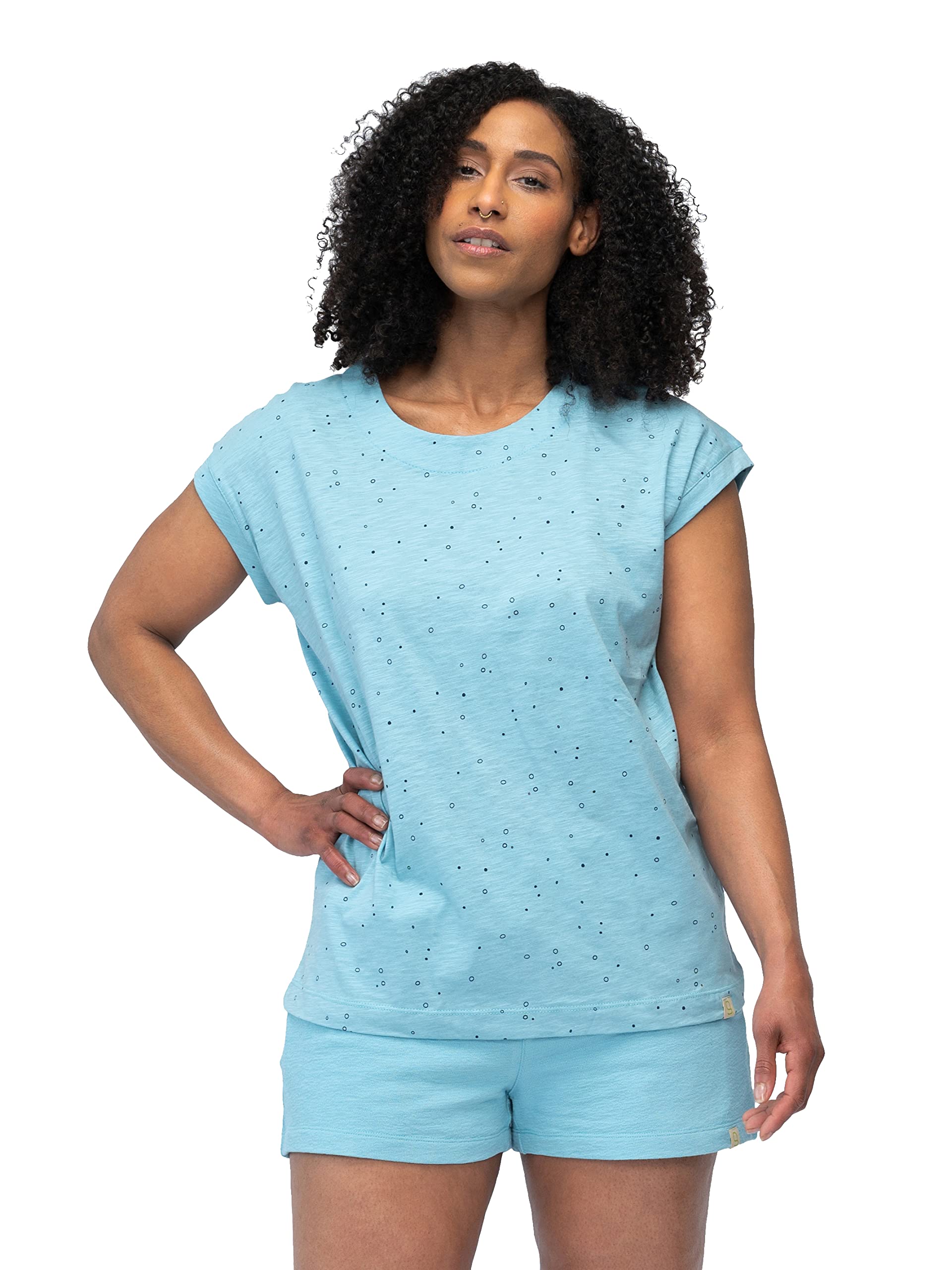 Maglietta Slub Jersey con Stampa Parte Superiore del Pigiama Donna