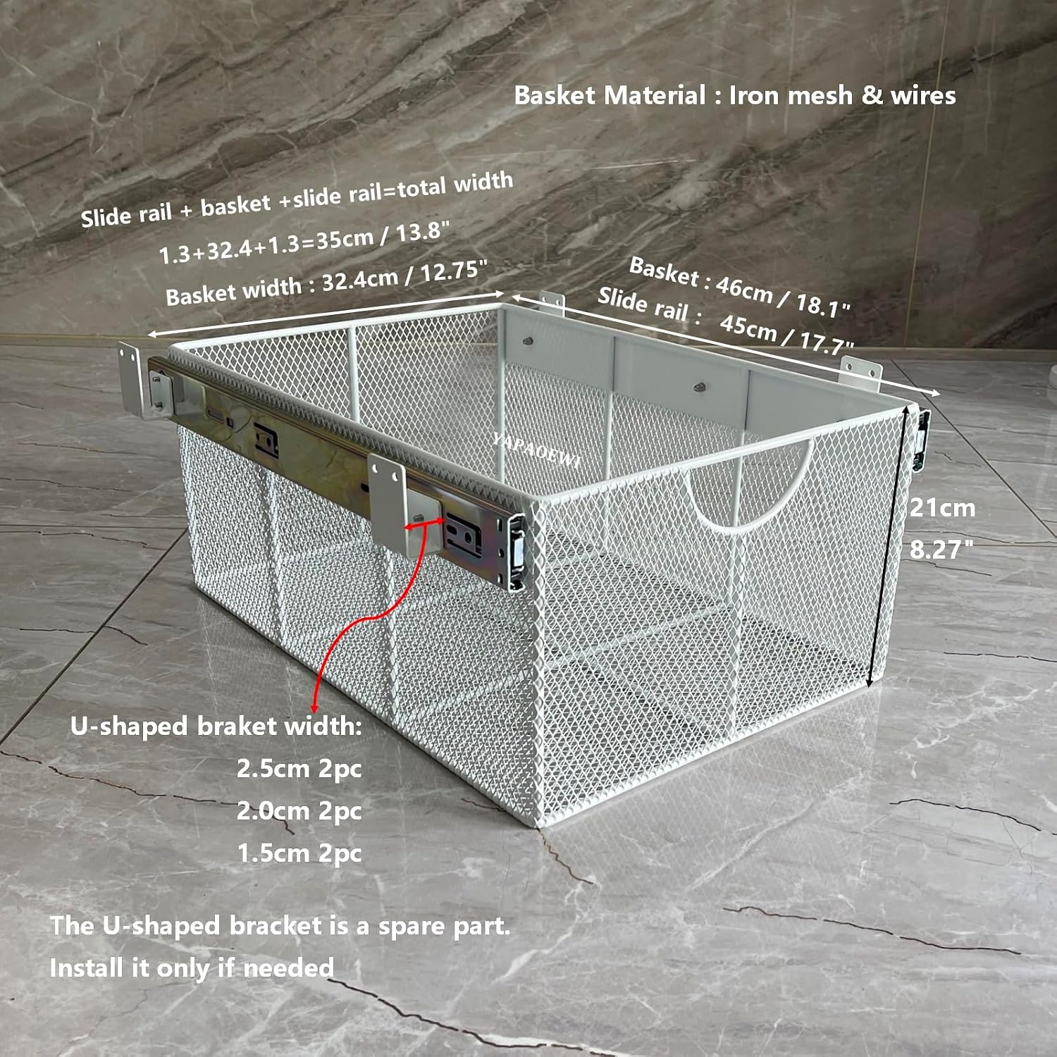 Pull Out Closet Drawer for Clothes | Sliding Wire Basket for Wardrobe Cabinets | Roll Out Storage Organizer | Side Mounting | for Home, Kitchen,Pantry image 2