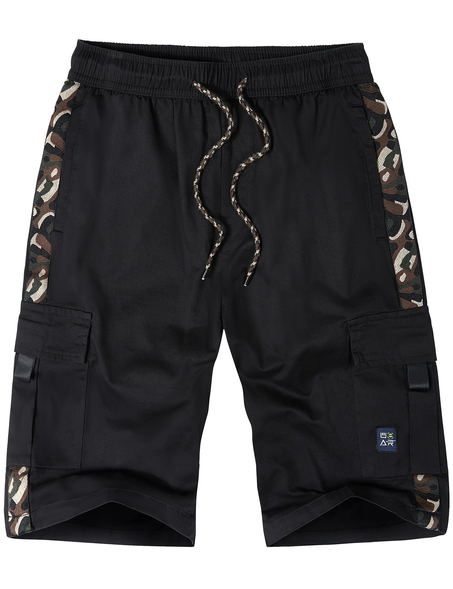 ELETOP Men's Cargo Shorts Elastic Waistband Drawstring Big and Tall Cotton Summer Casual Work Shorts