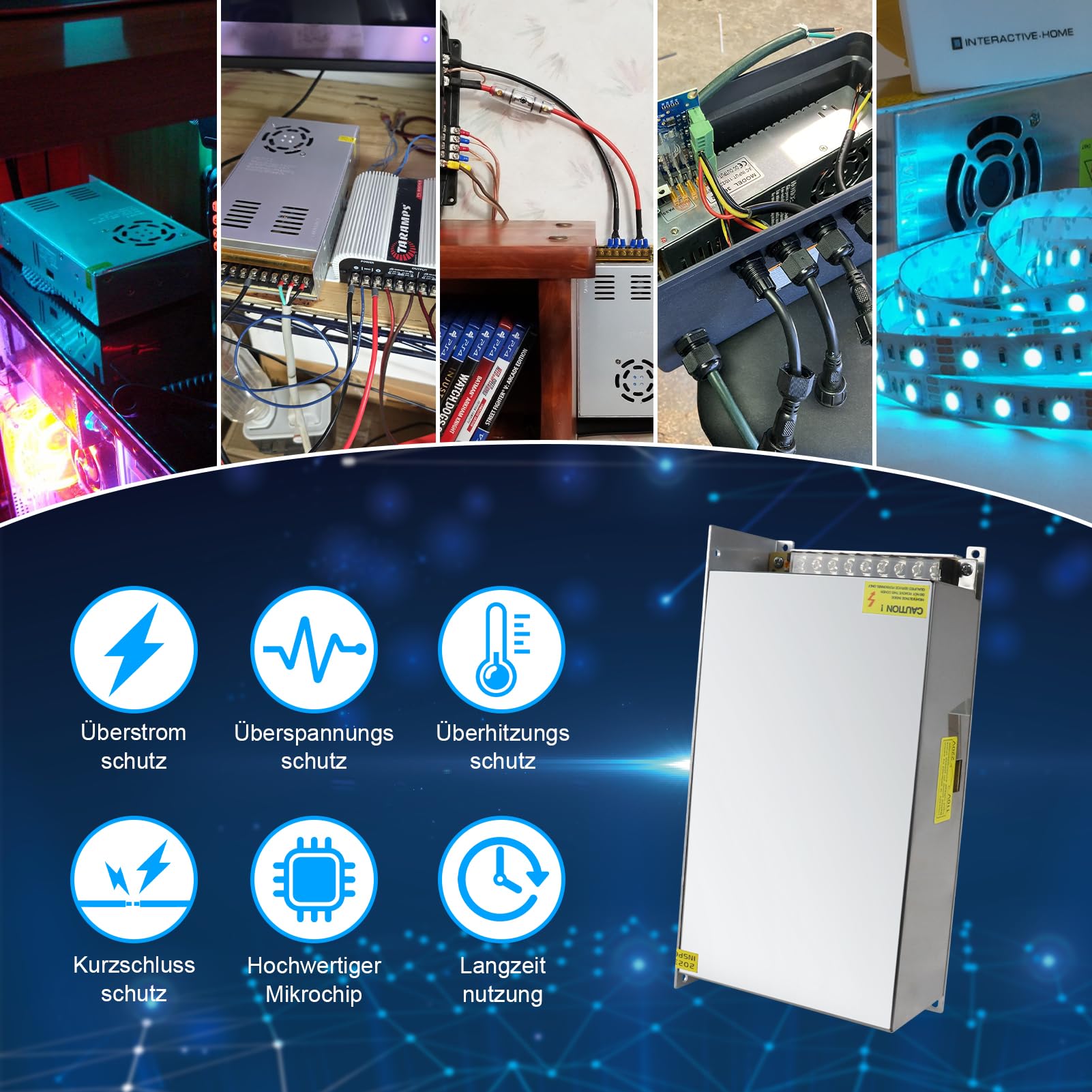 LightingWill Alimentatore di rete 12 V, 41,6 A, 500 W, trasformatore LED, trasformatore AC 230 V a DC, 12 Volt, adattatore trasformatore per strisce LED, stampante 3D, CCTV, illuminazione a LED