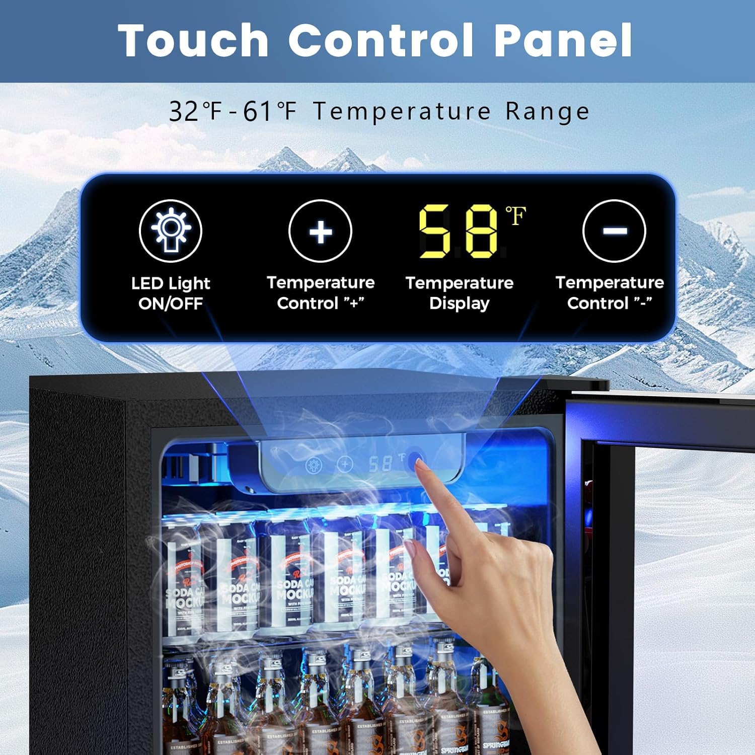 Mini Fridge 130 Can Beverage Refrigerator Cooler, 3.2 Cu.Ft Drink Fridge for Soda Wine Beer, Adjustable Temperature Control for Home Office, Black