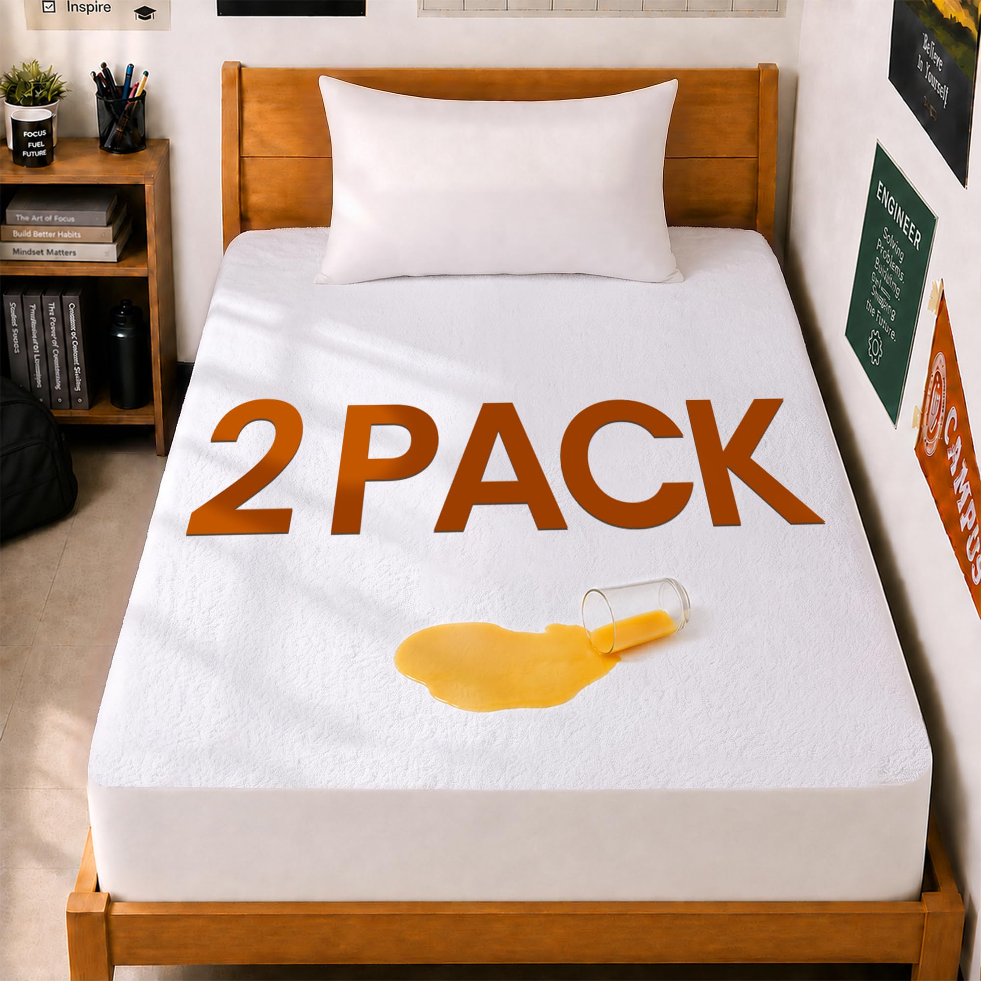 Waterproof Twin XL Mattress Protector 2 Pack