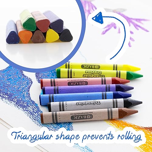 Miniatura 3 de BAZIC Crayons Jumbo Triangle 8 colores, colores surtidos, juego de crayones de dibujo no tóxicos para arte escolar, regalo para niños artistas,