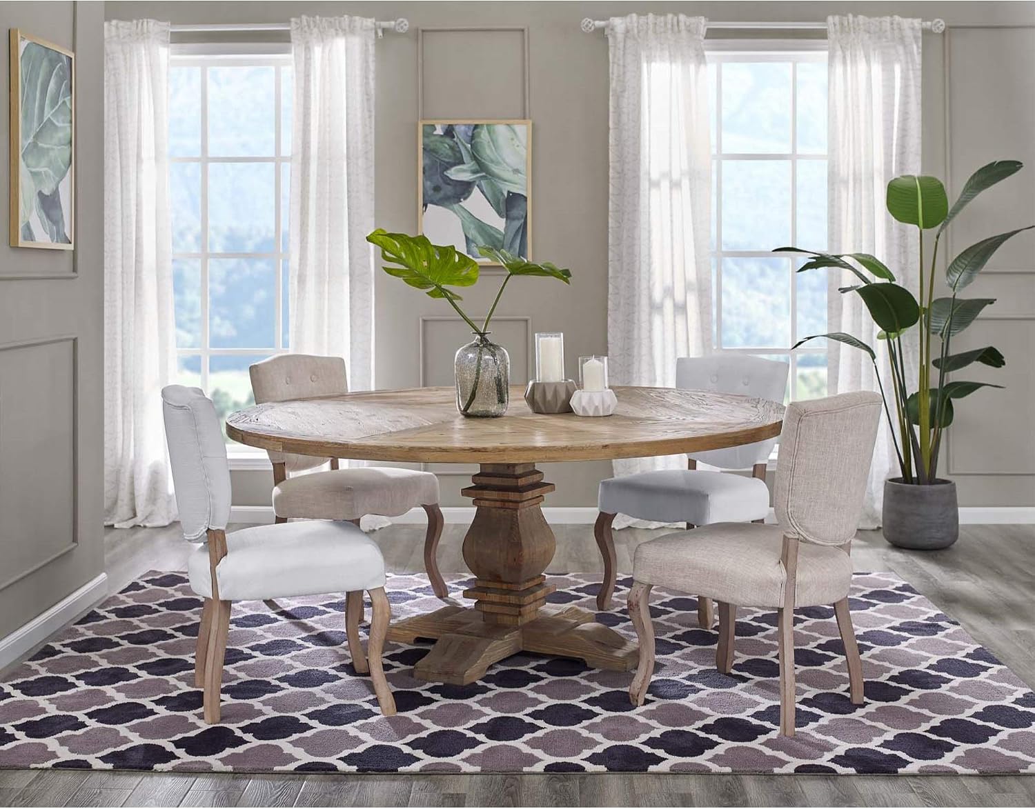 Ergode Column Dining Table | Exquisite Design | Solid Pine Wood | 71" Round Table Top | Seats up to Ten | Perfect for Modern Farmhouse, Rustic, Industrial, or Ranch Style Homes