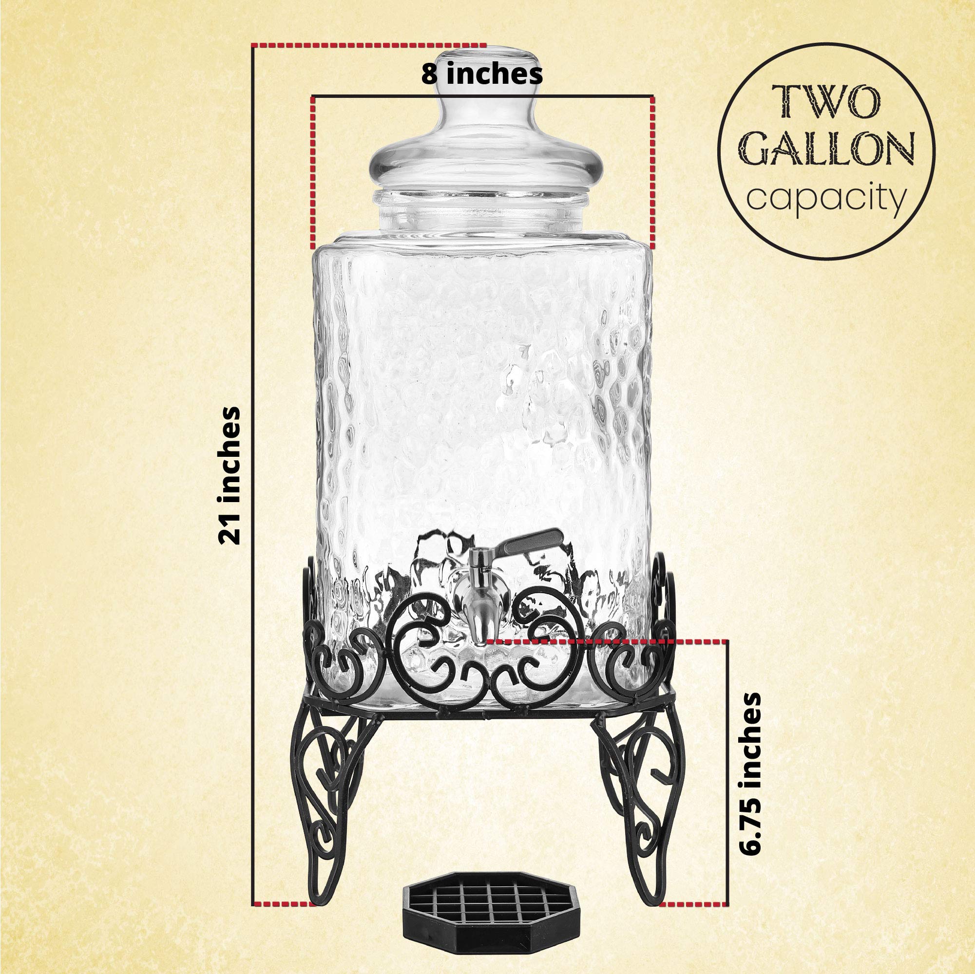 2 Gallon Glass Beverage Dispenser, 18/8 Stainless Steel Spigot And Lid - Glass Drink Dispensers Parties Mason Jar Drink Dispensers Lids Laundry Detergent Ho - View #3