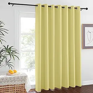 NICETOWN Blackout Sliding Glass Door Curtain 84 inches Long, Grommet Thermal Insulated Light & Heat Blocking Drape Window Treatment for French Door, W100 x L84, 1 Panel, Paler Yellow