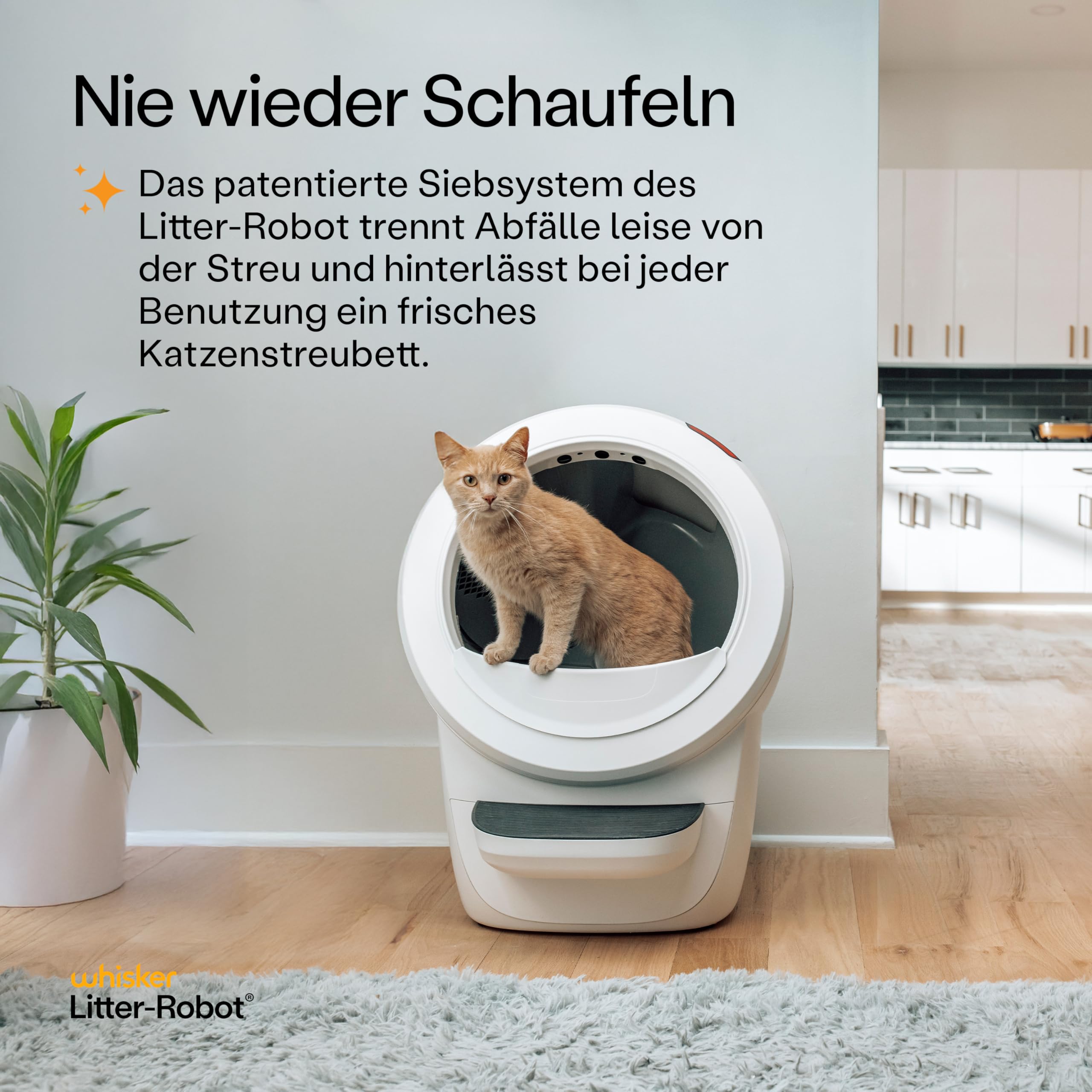 Litter-Robot 4 von Whisker, Weiß - Automatische, selbstreinigende Katzentoilette, hilft Gerüche zu reduzieren, funktioniert mit jedem klumpenden Streu