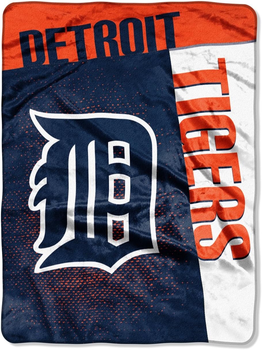 Northwest MLB Detroit Tigers Unisex-Adult Raschel Throw Blanket, 60" x 80", Strike
