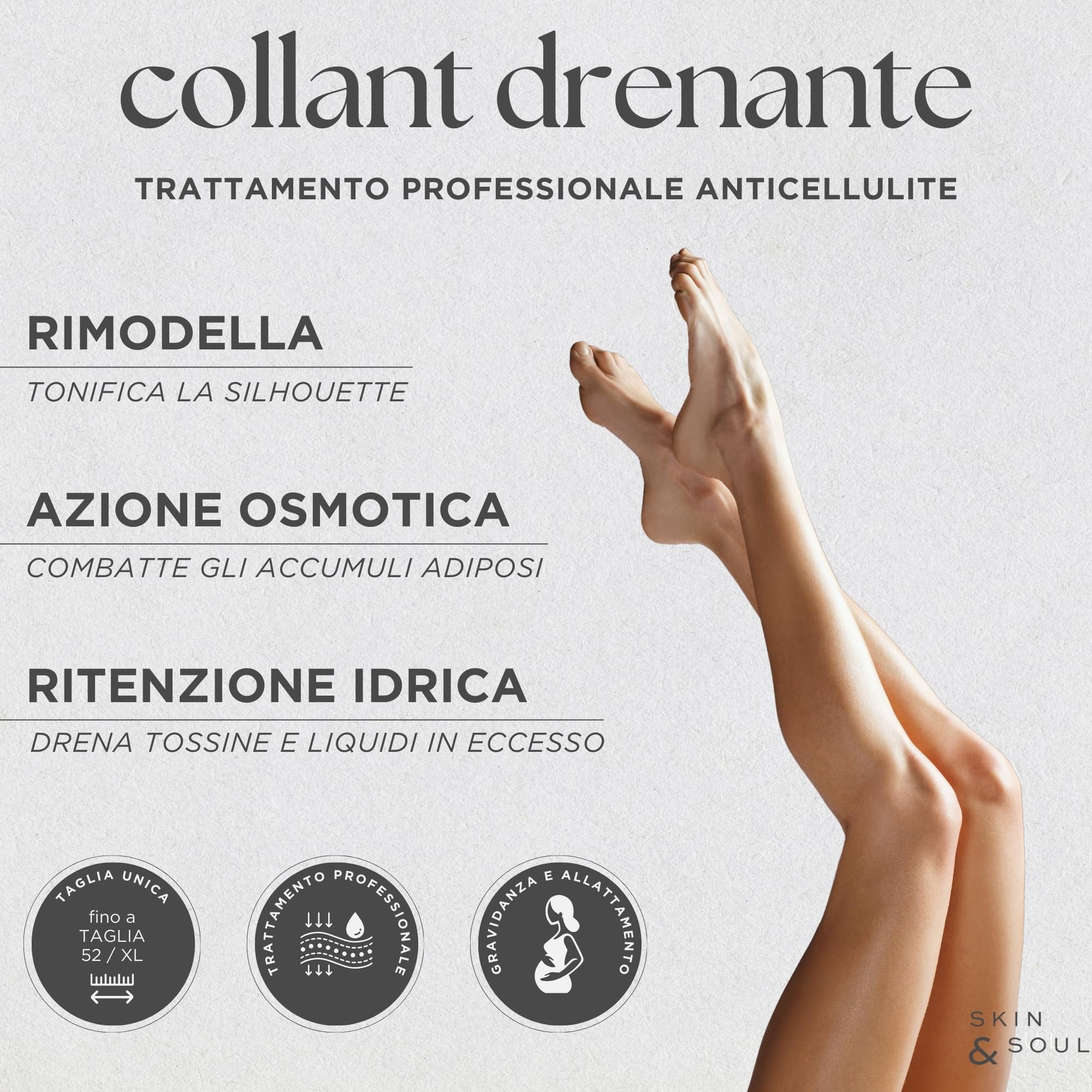 Venthura - PurePant Collant Drenanti Anticellulite Ricaricabili - Trattamento Anticellulite Professionale al Sale del Mar Morto - Pantacartene in Omaggio
