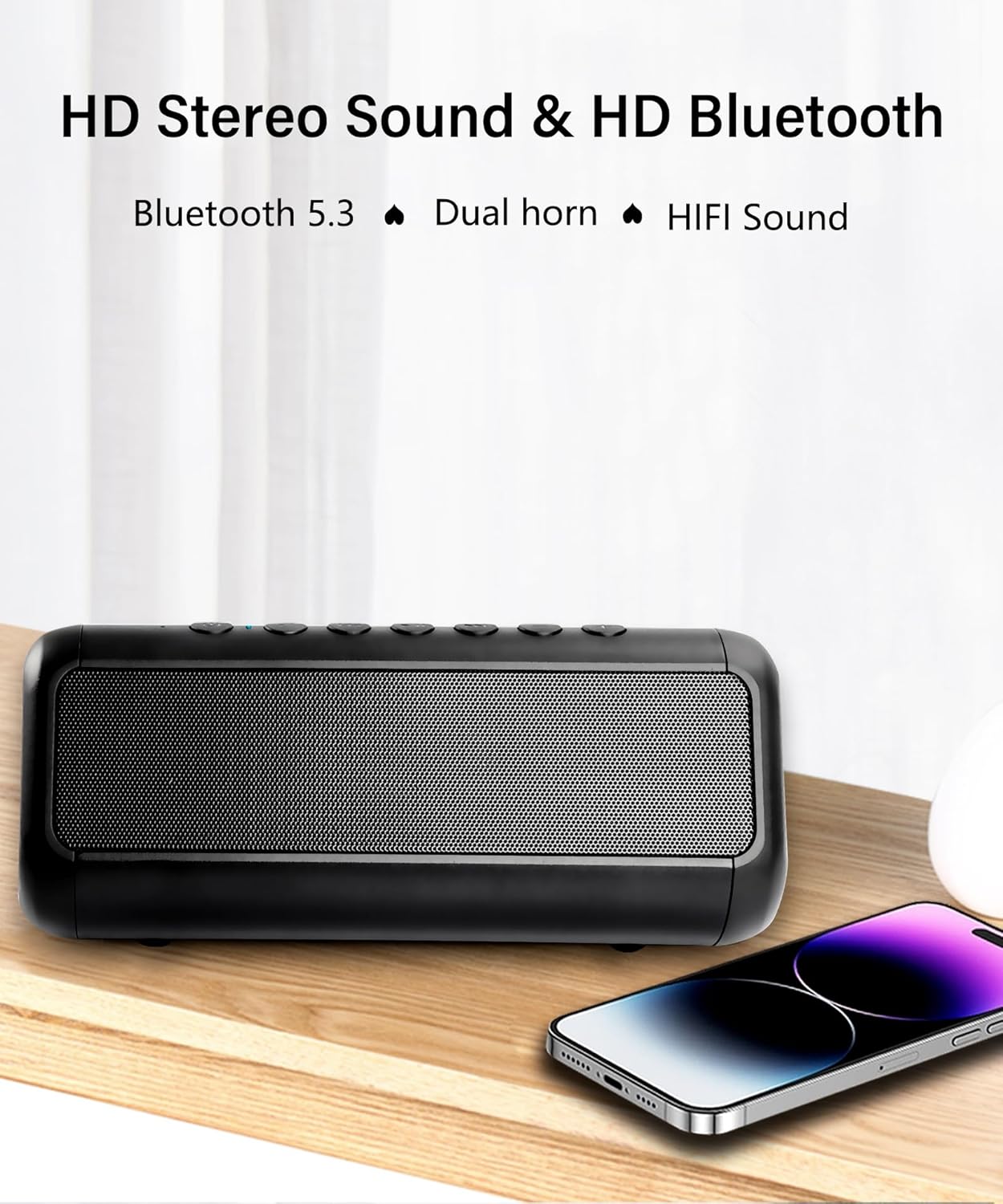 gootu Solar Bluetooth Speaker HD Sound with 5000mAh Power Bank Function, Wireless 50H Playtime,BT5.3,TWS Pairing,IPX6 Waterproof,for Home/Outdoor/Run/Hiking/Travel/Riding/Beach/Camping/Office/Room