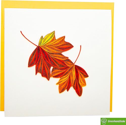 Miniatura 3 de GREENHANDSHAKE Hoja de arce otoñal, tarjeta de felicitación artística quilling para cumpleaños, día de San Valentín, día de la madre, aniversario,