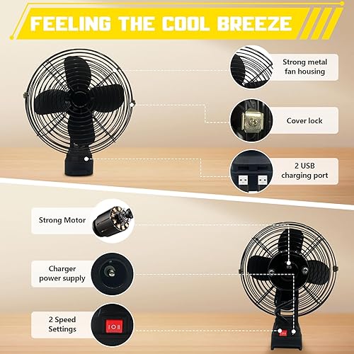 Miniatura 6 de F-an inalámbrico portátil para batería Dewalt de 20 V, ventilador inalámbrico alimentado por Ba-ttery, ventilador de motor sin escobillas de 20 W