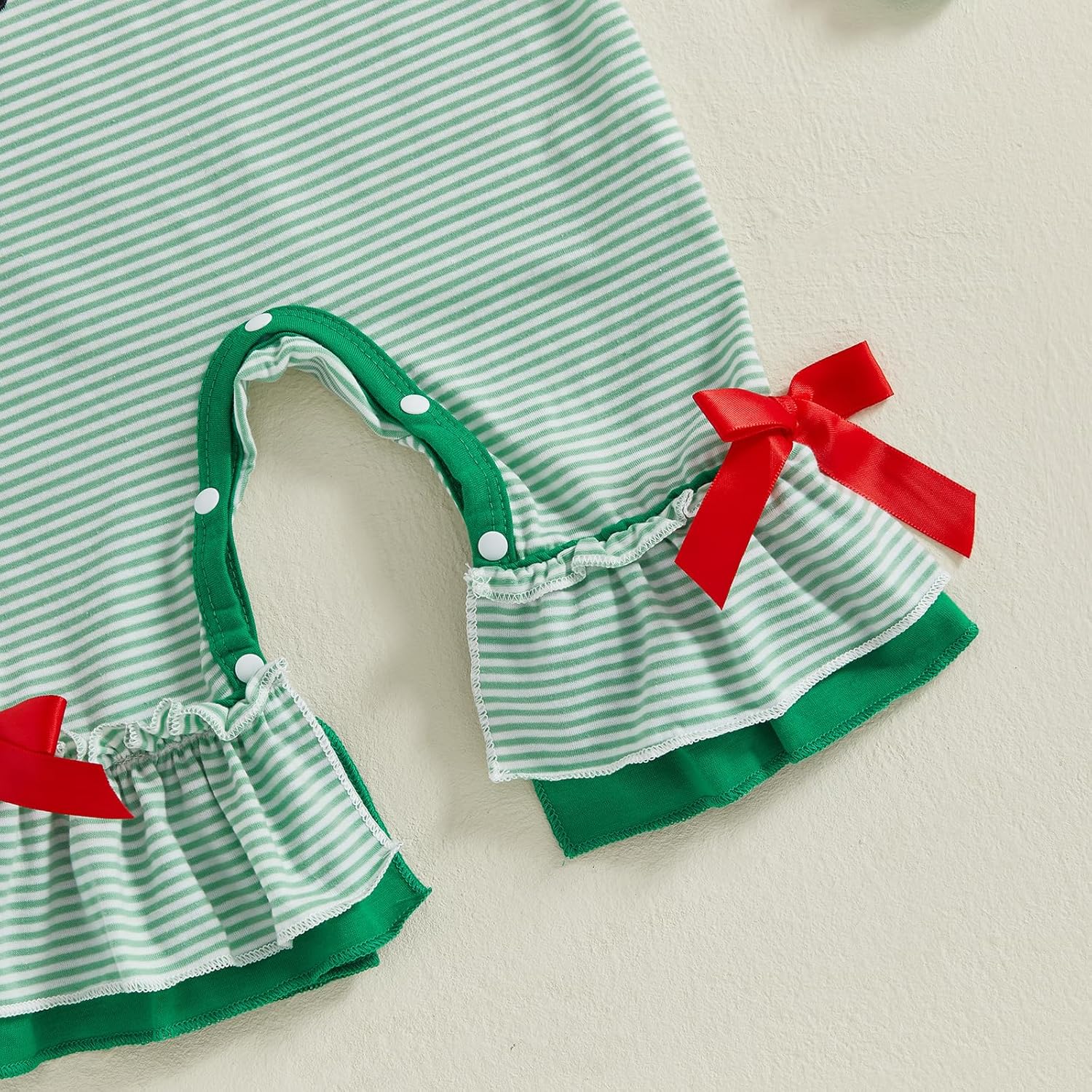 Newborn Baby Girl Fall Clothes Farm Tractor Striped Long Sleeve Jumpsuit Bow Bell Bottom Romper Overalls - Image 6