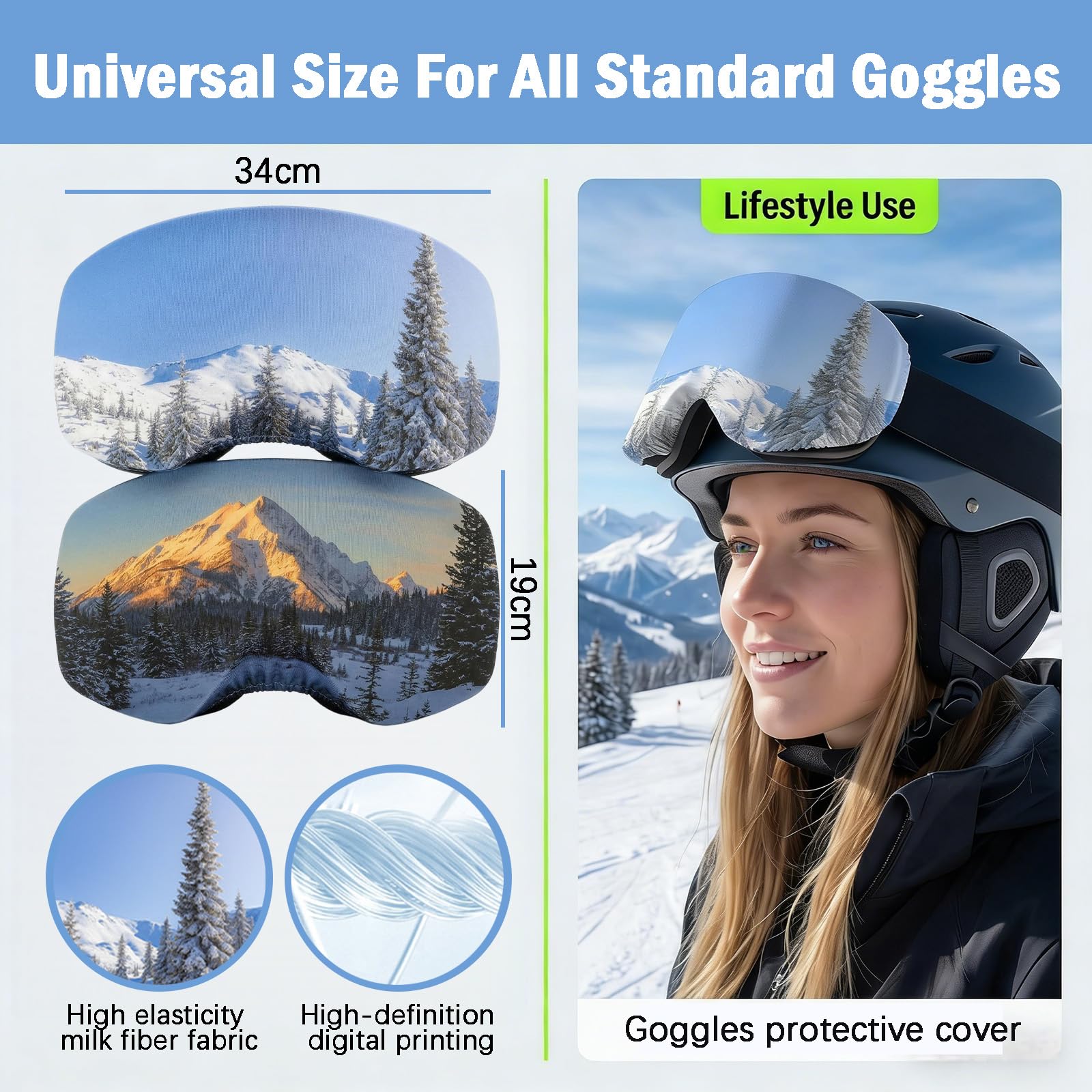 Housses de Protection pour Lunettes de Ski Lot de 2, résistantes à l'impact et à l'eau, avec Fermeture éclair