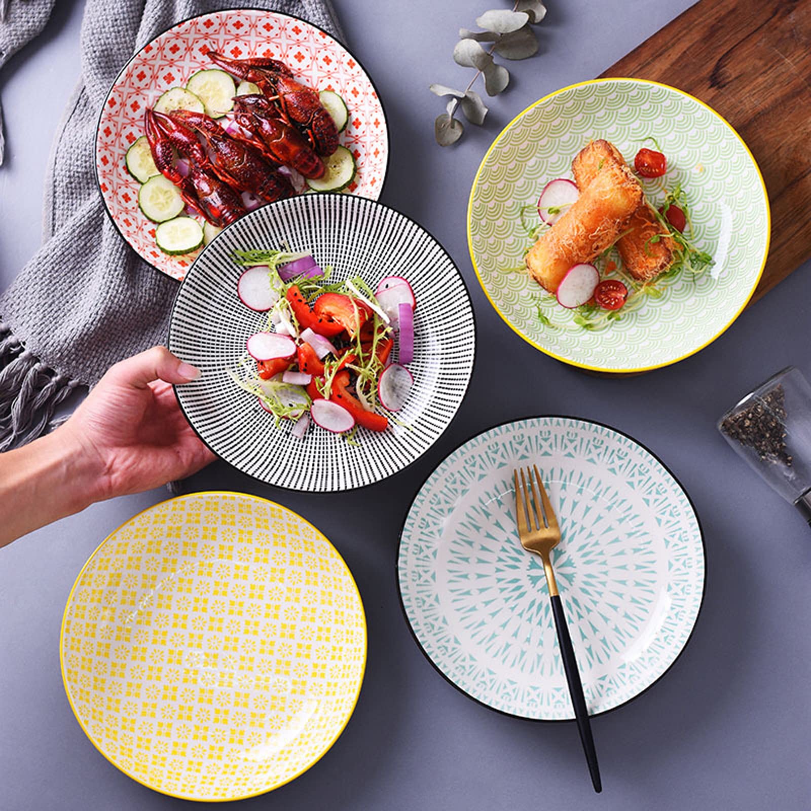 1 PCS Assiette Divisée En Céramique,Assiette Ronde Réutilisable