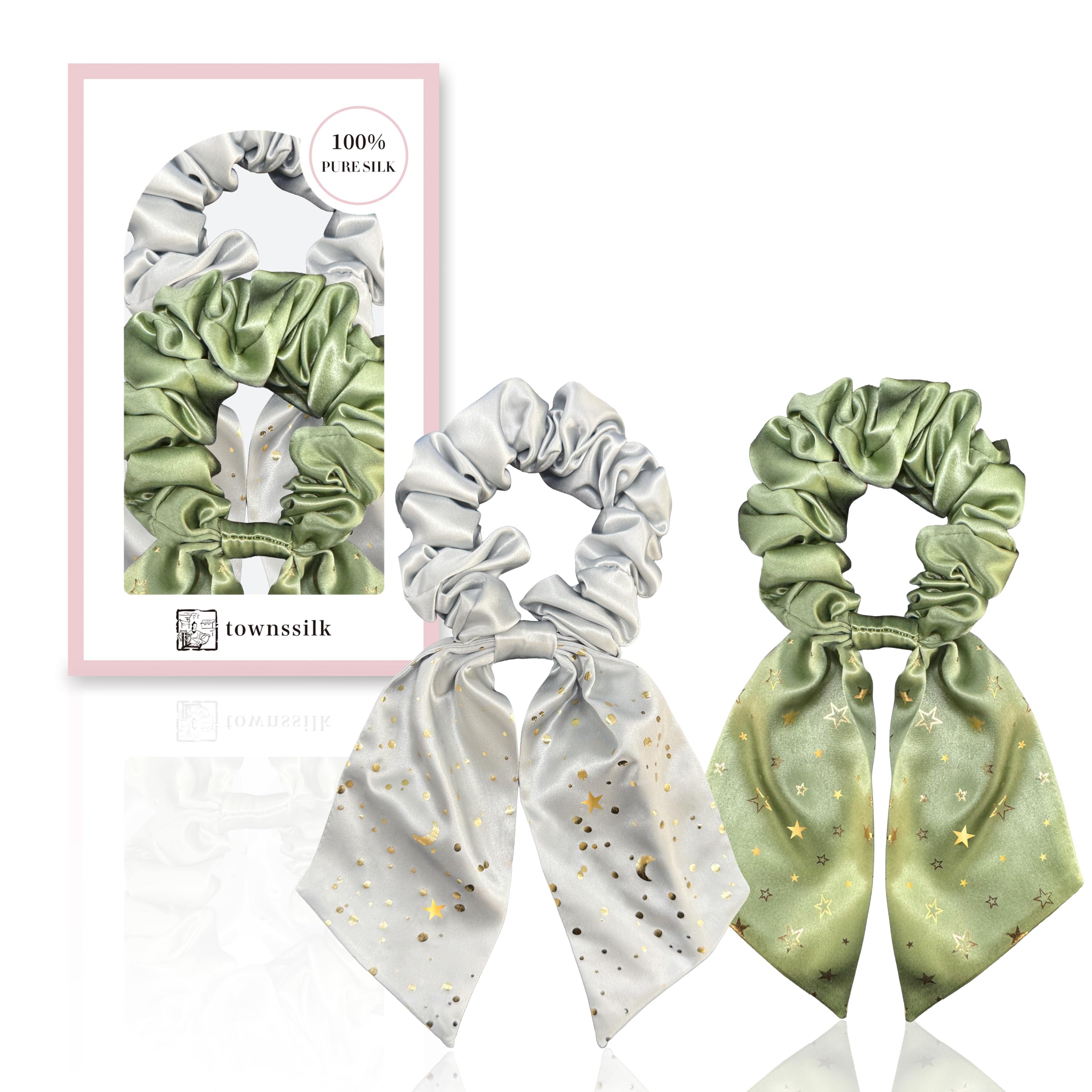 Townssilk Silk Skinnie Haargummis, 100% reine Maulbeerseide, 22 Momme, haarfreundliche, luxuriöse, elastische Haargummis