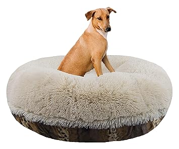 Bessie and Barnie Signature Wild Kingdom/Blondie Luxury Shag Extra Plush Faux Fur Bagel Pet/Dog Bed (Multiple Sizes)