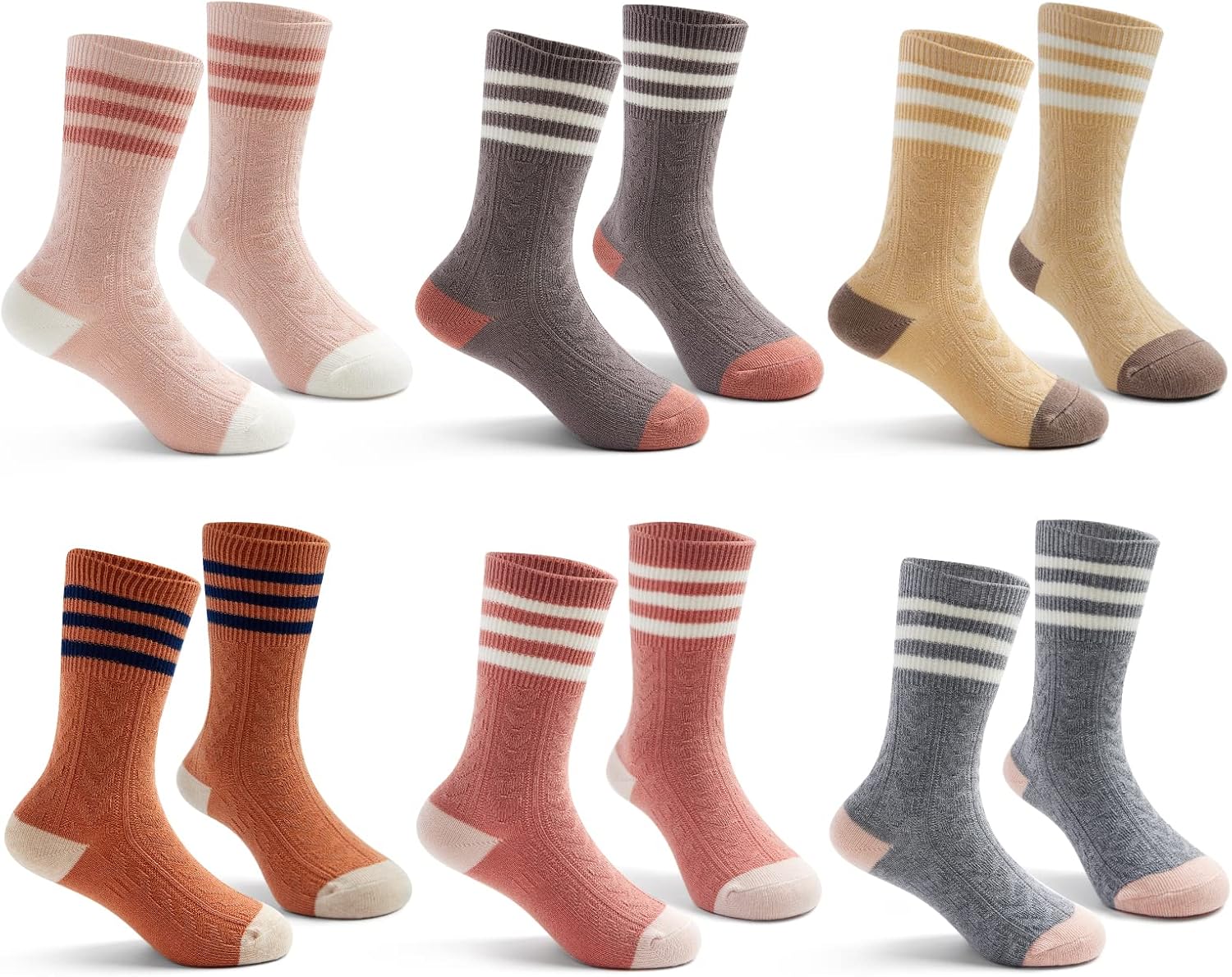 Boys Cotton Crew Socks Kids Seamless Dress Cartoon Socks for Boys 6 Pairs