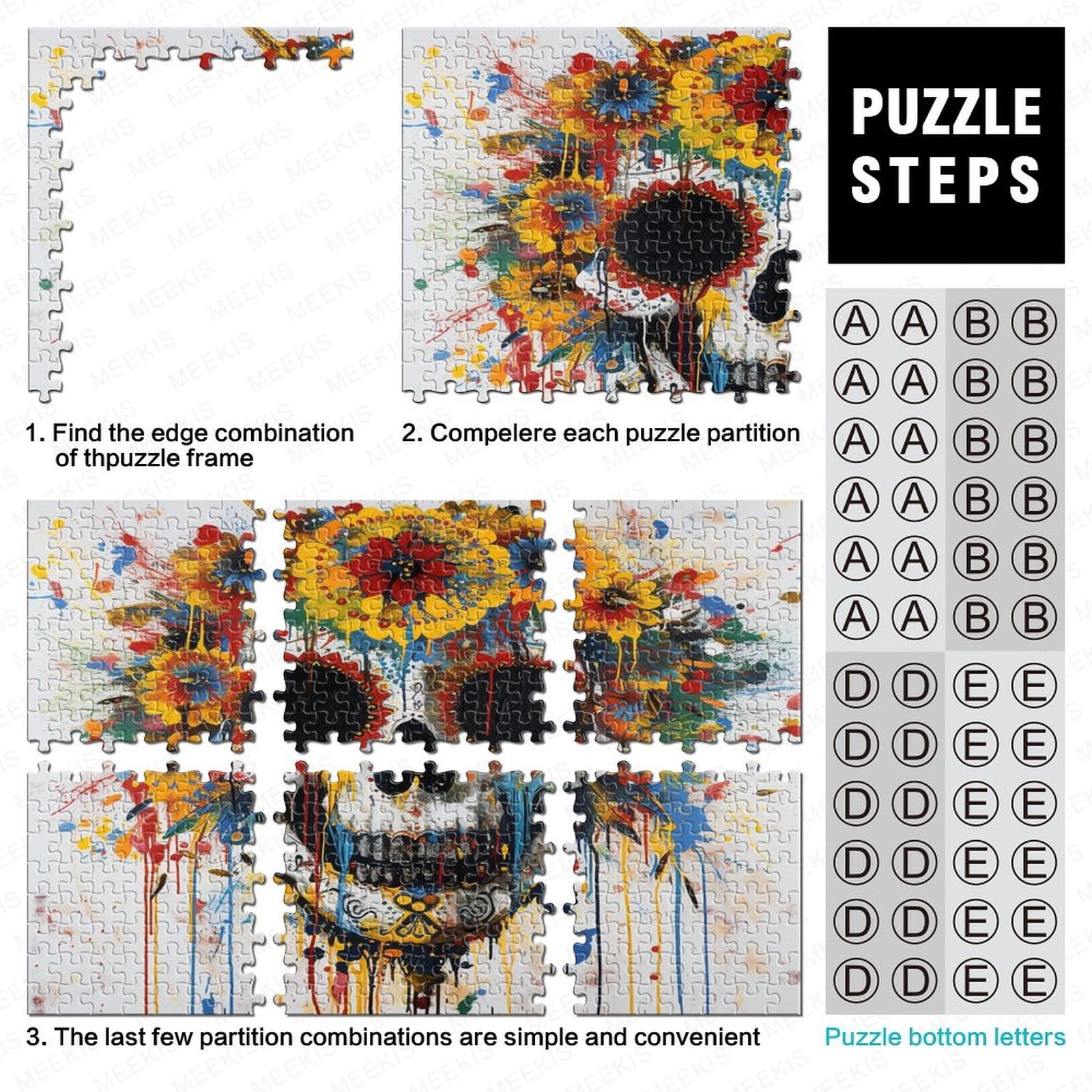 Czaszka Puzzle 1000 sztuk Puzzle 1000 sztuk dla dorosłych Edukacja Puzzle Wymagająca gra dla dorosłych Dekoracja domu 1000 sztuk (75 x 50 cm)